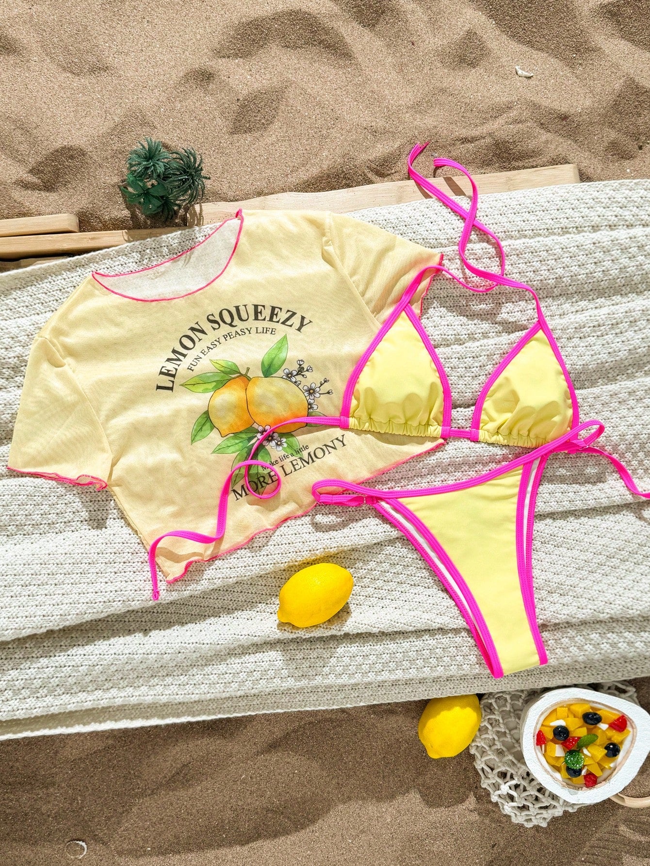 Swim Vcay 2026 New Women's Printed Triangle Bikini Top With Mesh