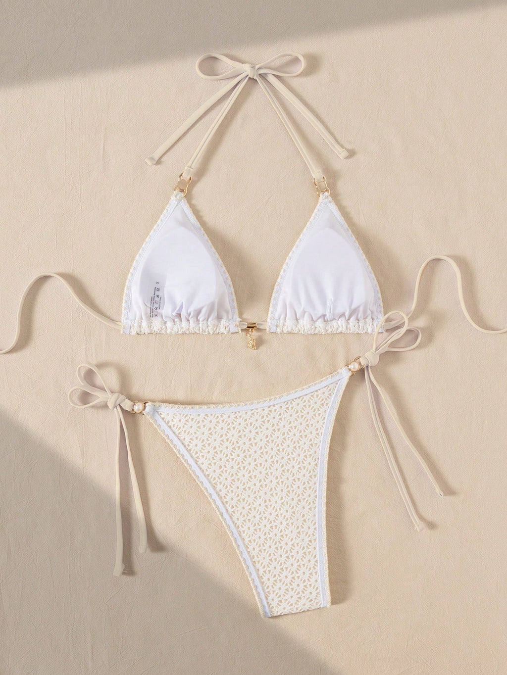 Swim Vcay Women's Hollow Out Blue Shell & Pearl Decor Sexy Bikini Set, Beach Summer Outfits - image 3