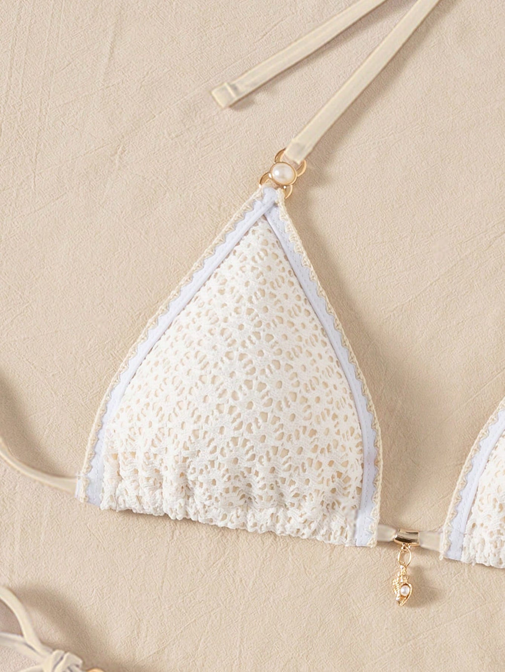 Swim Vcay Women's Hollow Out Blue Shell & Pearl Decor Sexy Bikini Set, Beach Summer Outfits - image 5