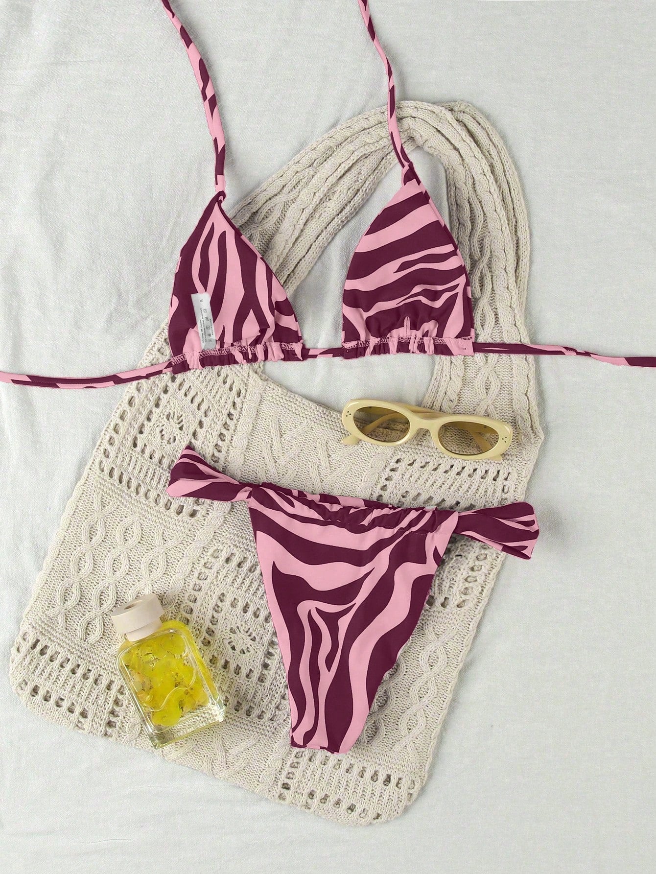 Women's Elegant Fashion Red & White Striped Print Sexy Halter Casual