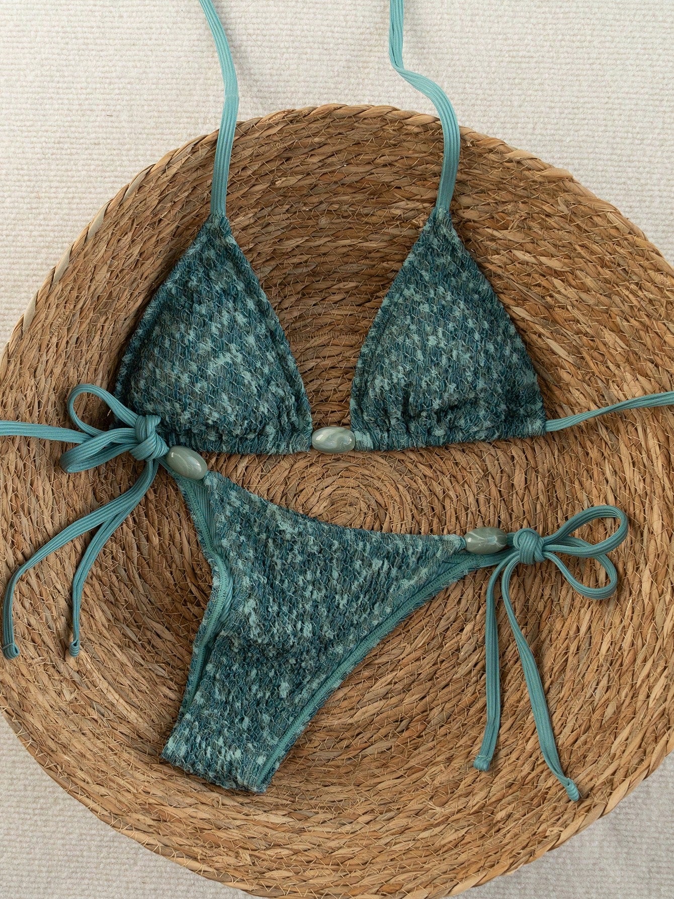 Swim Vcay 2026 Women's Rusty Orange Crochet Bikini Set,Textured