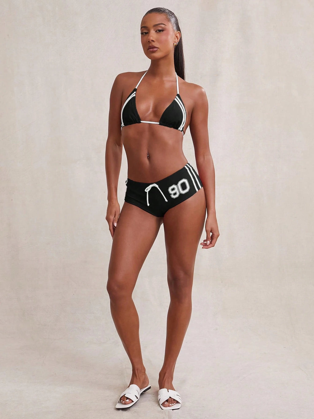 NYA SZN Swim Two Pieces String Bikini Short Cheeky Set Sporty Striped