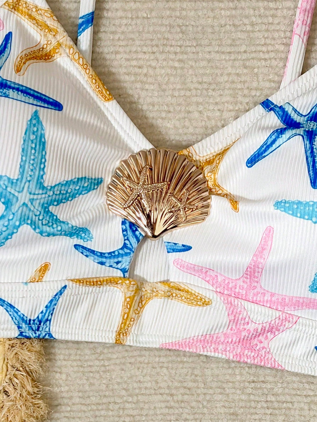Women 2-Piece Bikini Swimsuit, Star & Color Block Starfish Cute Elegant Casual Sexy Bohemian Hollow Out - image 7