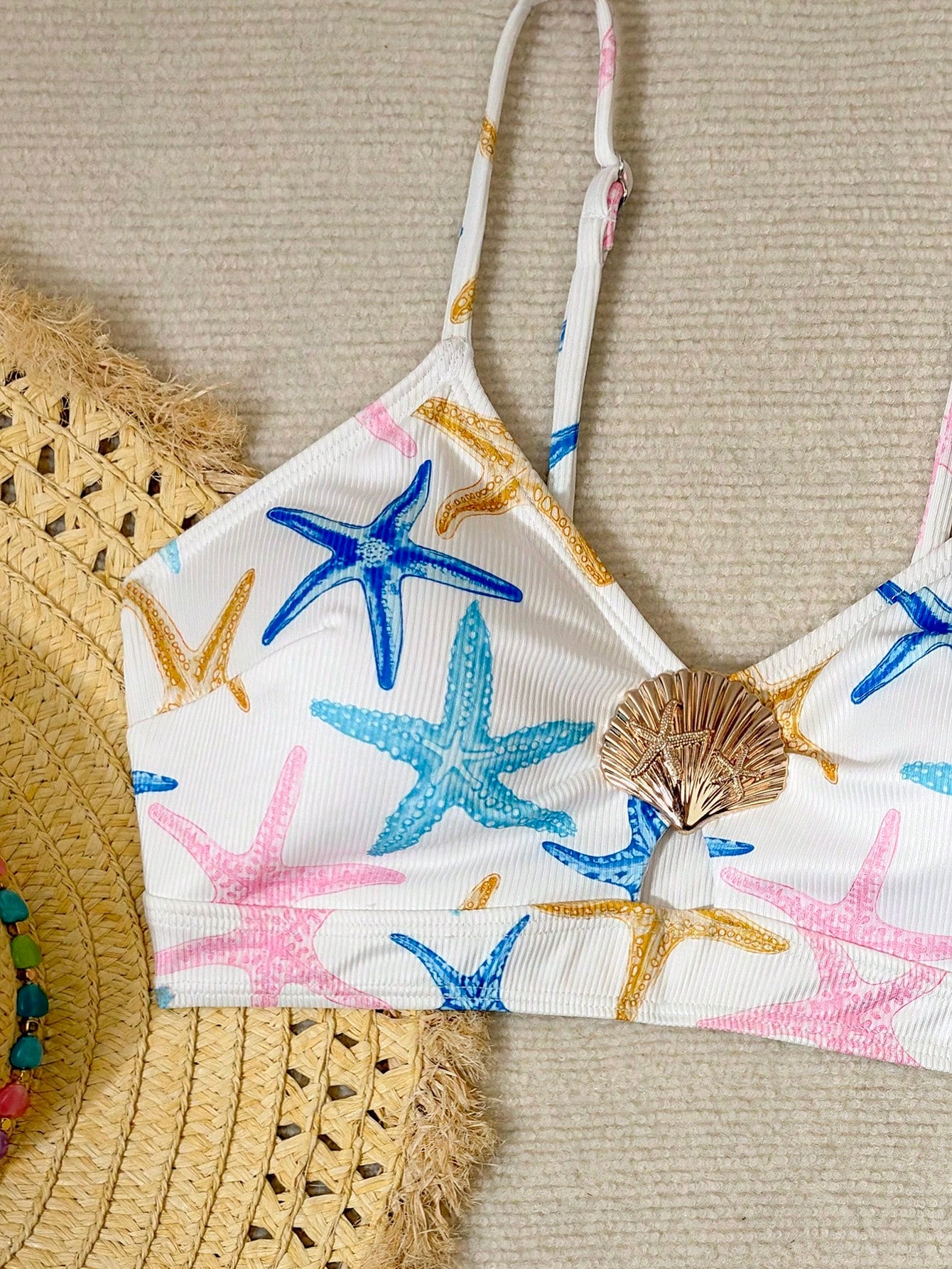 Women 2-Piece Bikini Swimsuit, Star & Color Block Starfish Cute Elegant Casual Sexy Bohemian Hollow Out - image 6