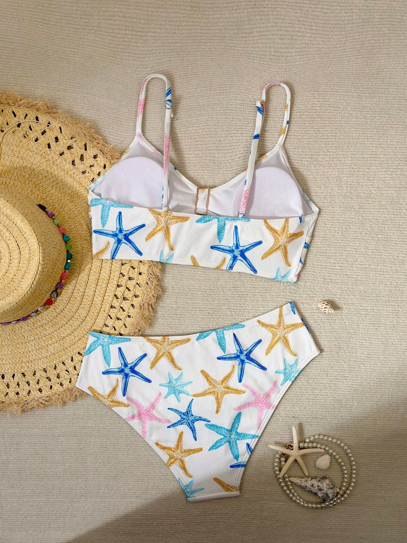 Women 2-Piece Bikini Swimsuit, Star & Color Block Starfish Cute Elegant Casual Sexy Bohemian Hollow Out - image 5