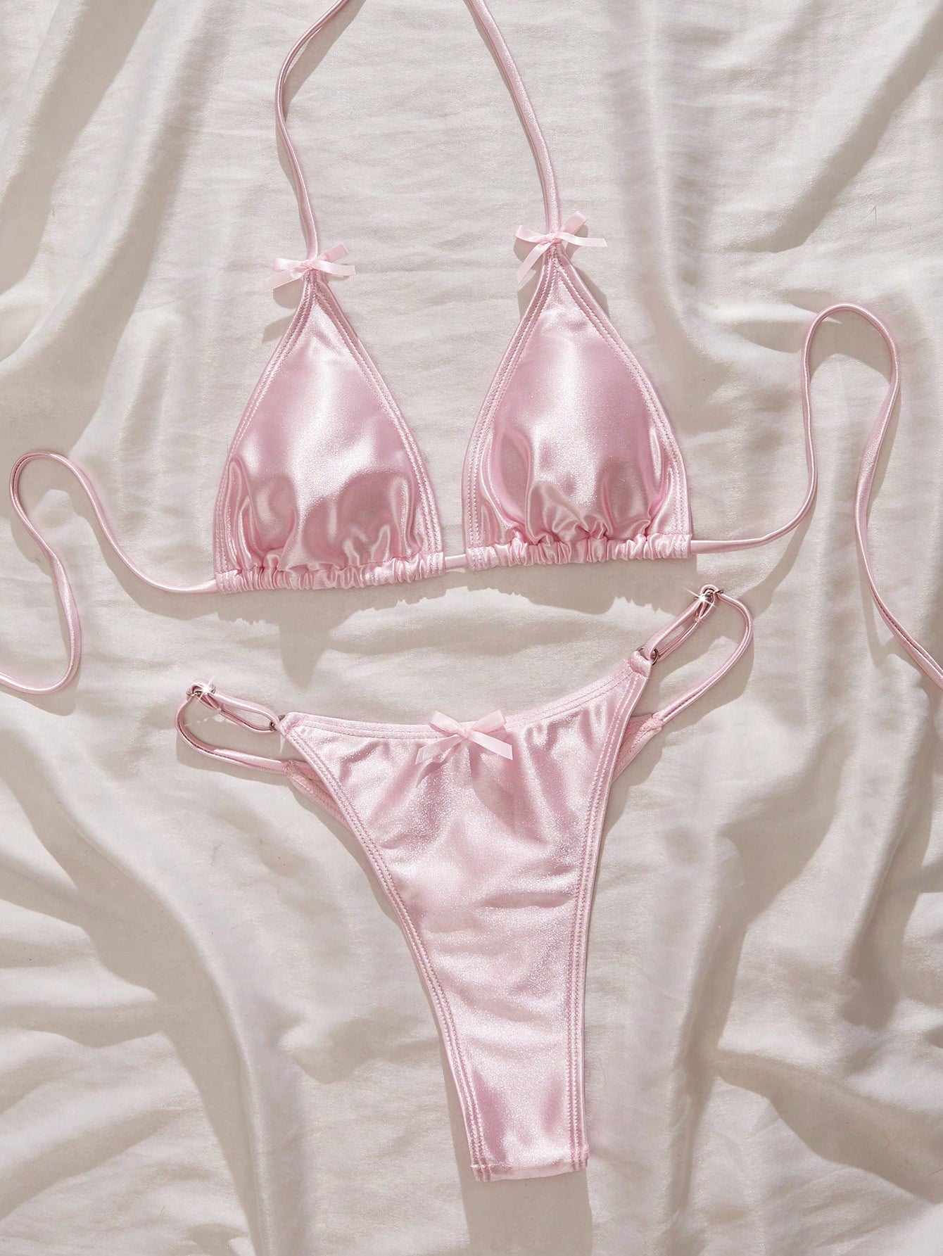 Women's Swimwear, Sexy Satin Shiny Bikini/Outerwear/Casual/Y2K/Sexy Outfit/Weste