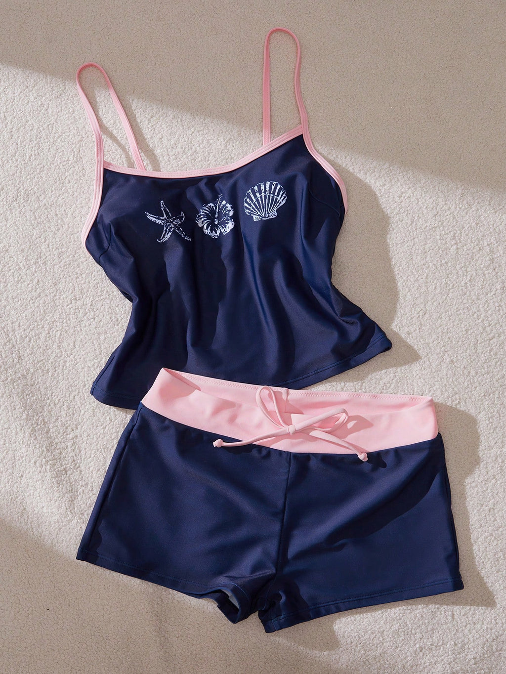 Women's Swimwear Tankini, Tropical Print Vest Bra Built-In T-Shirt