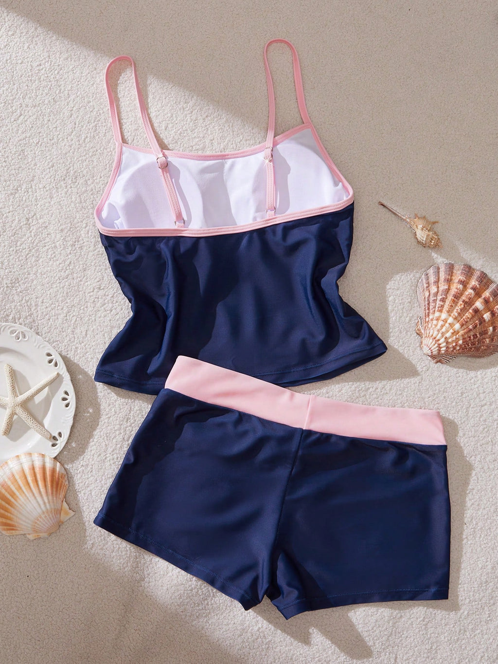 Women's Swimwear Tankini, Tropical Print Vest Bra Built-In T-Shirt