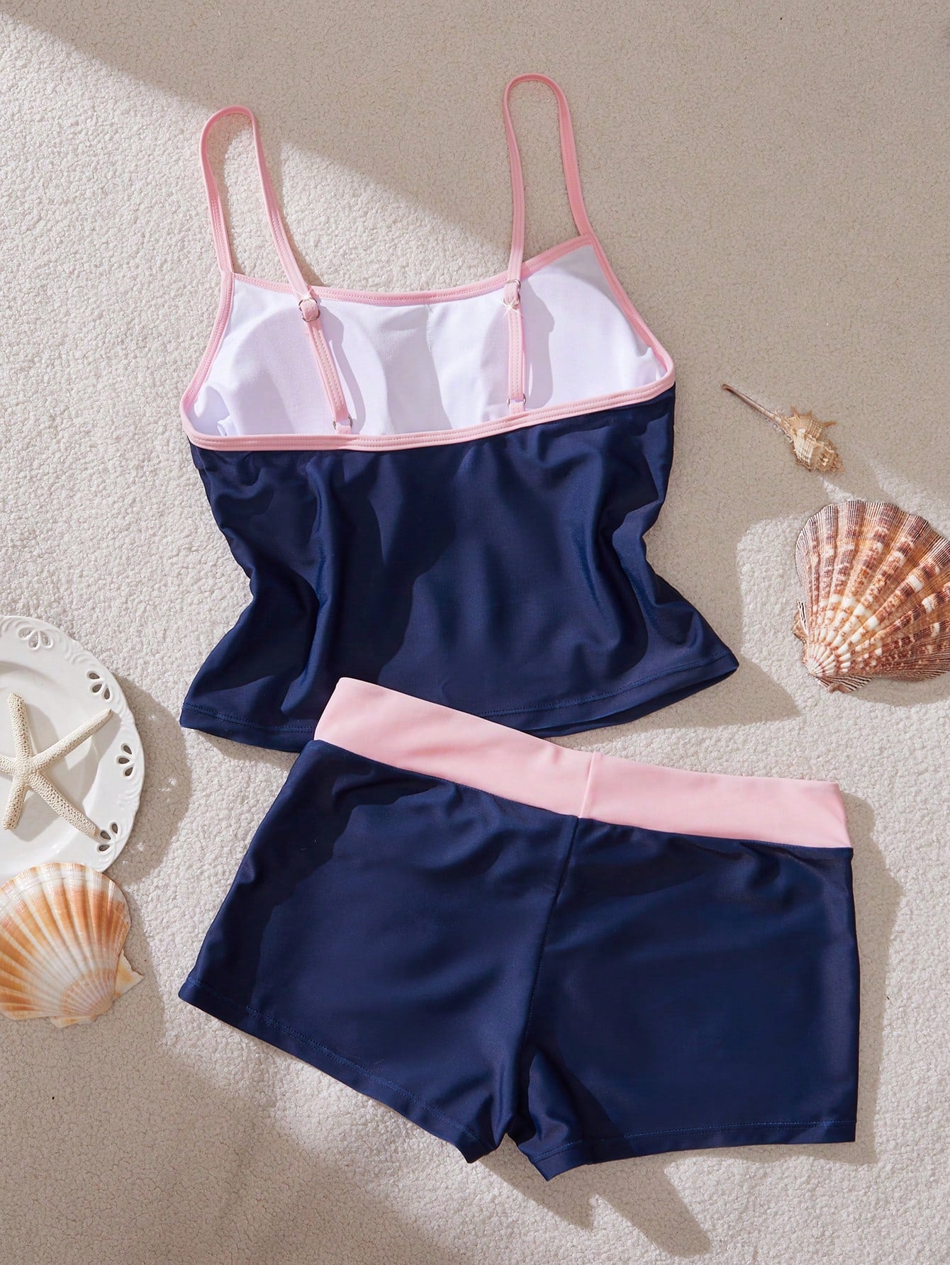 Women's Swimwear Tankini, Tropical Print Vest Bra Built-In T-Shirt