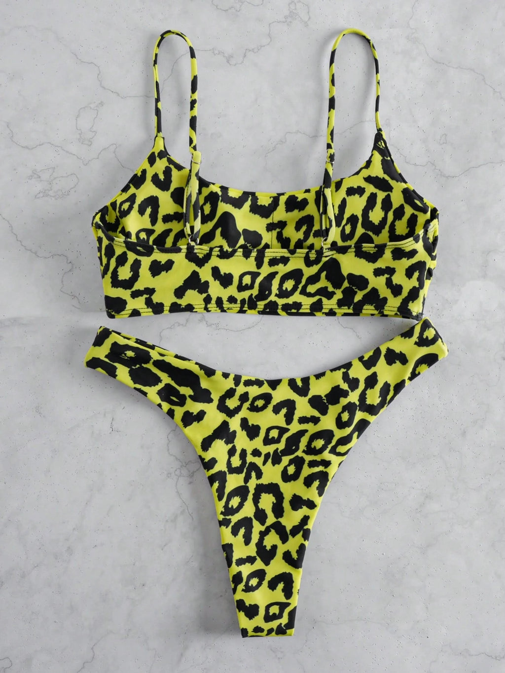 Leopard Print Backless Halter Sexy 2 Pieces Swimwear For Women