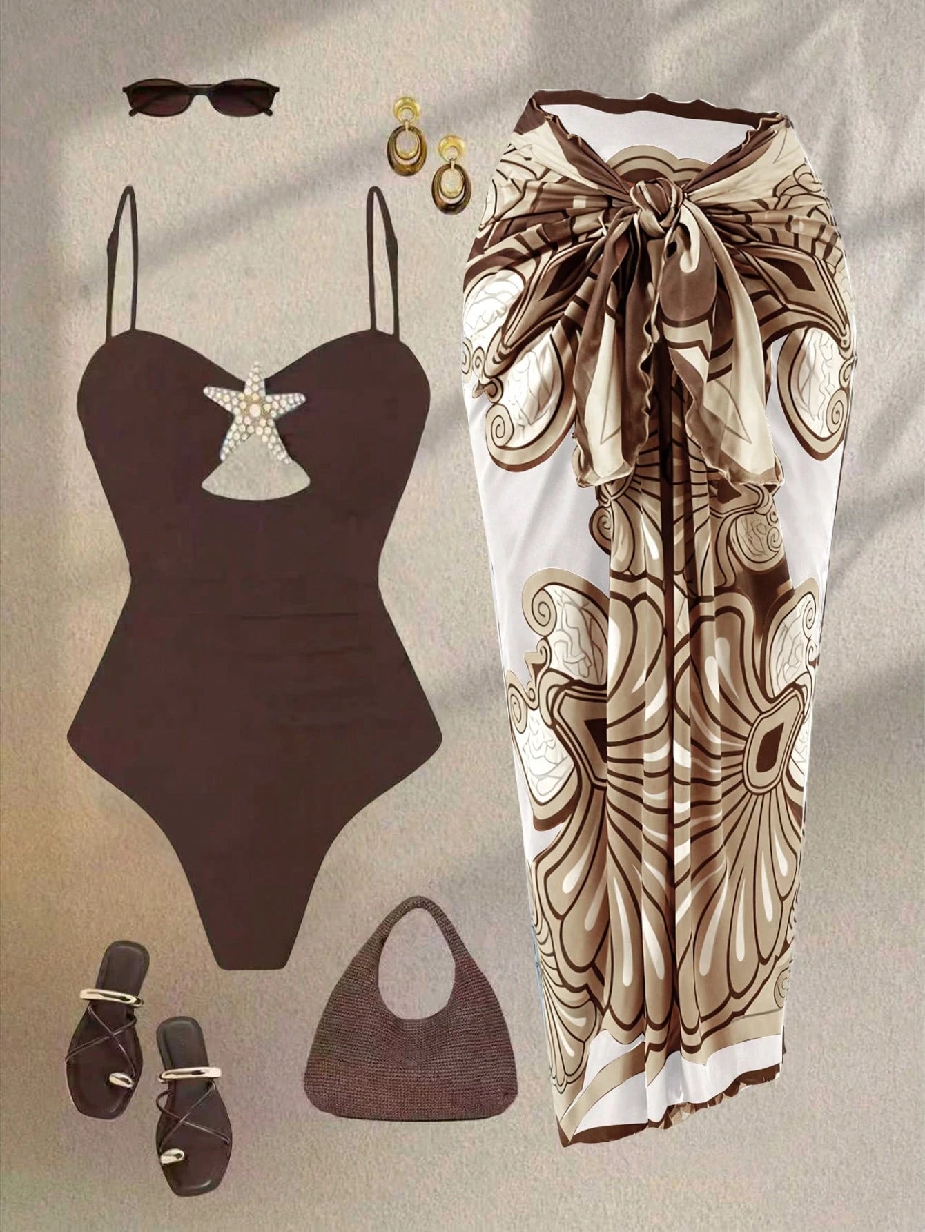 Swim Oasis Women Summer Beach Holiday Hollow-Out Starfish Decor