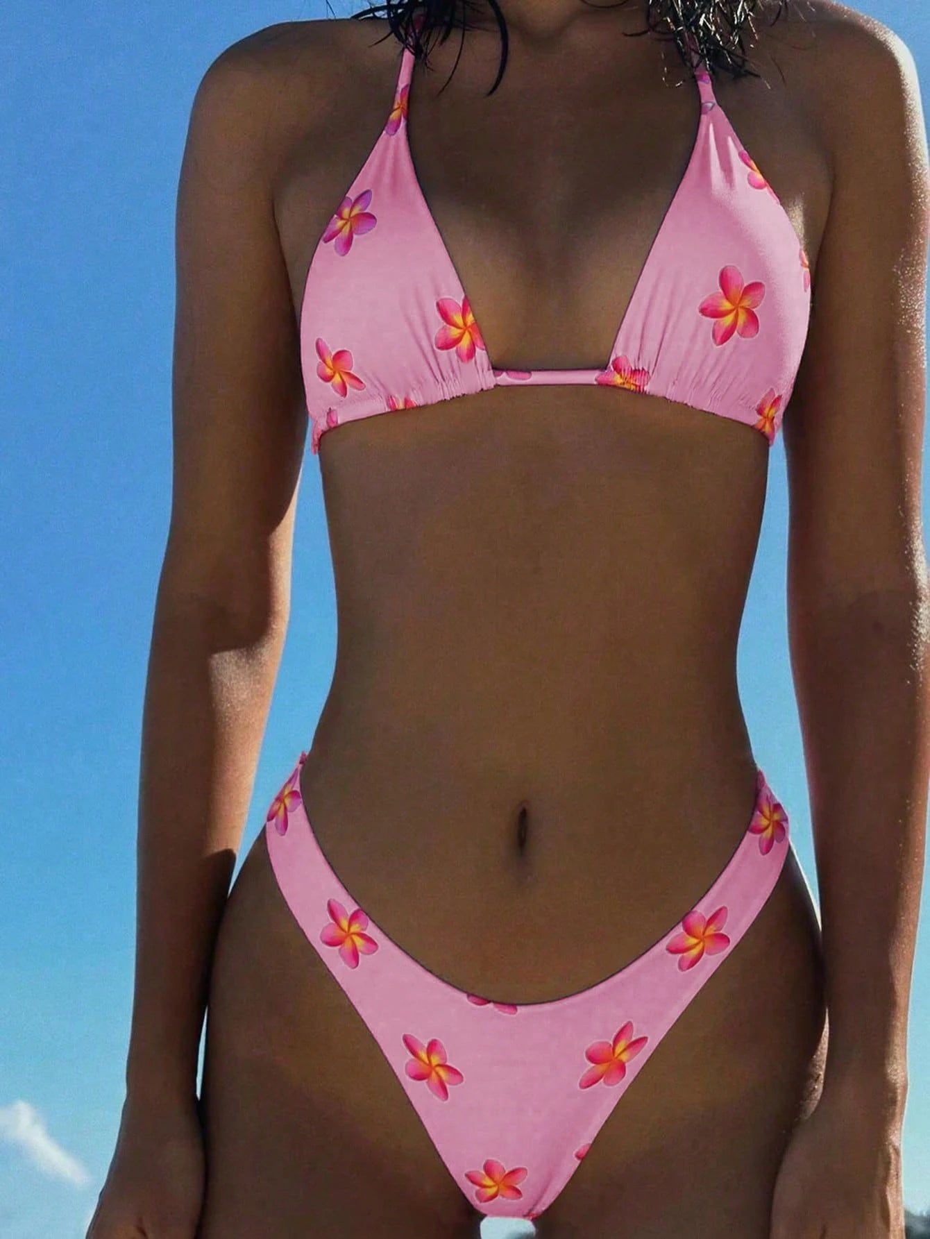 Bonvoyette 2pcs/Set Ocean Fish Print Triangle Halter Sexy Bikini Swimwear For Wo