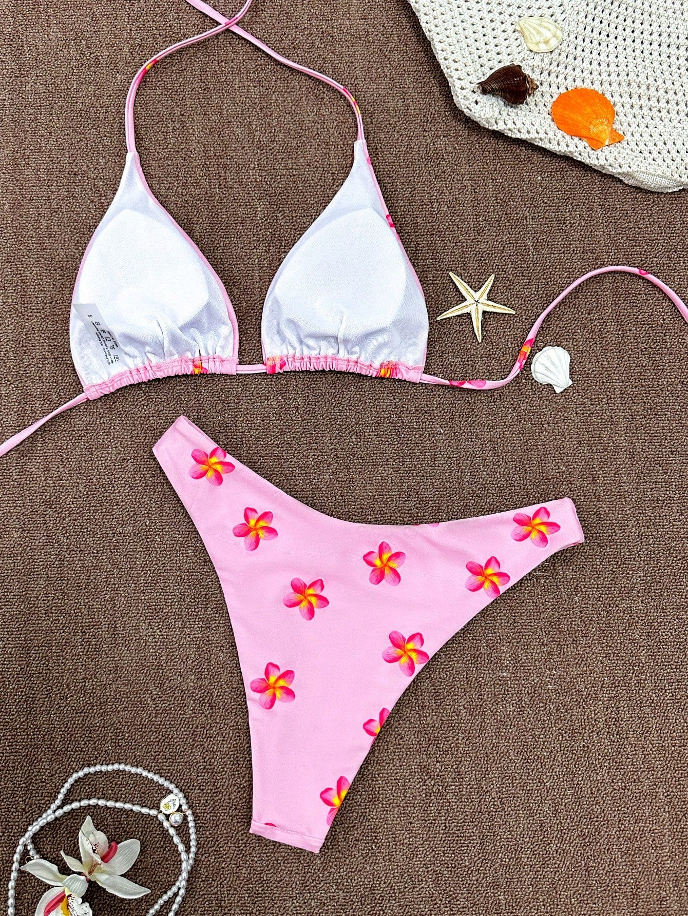 Bonvoyette 2pcs/Set Ocean Fish Print Triangle Halter Sexy Bikini Swimwear For Wo