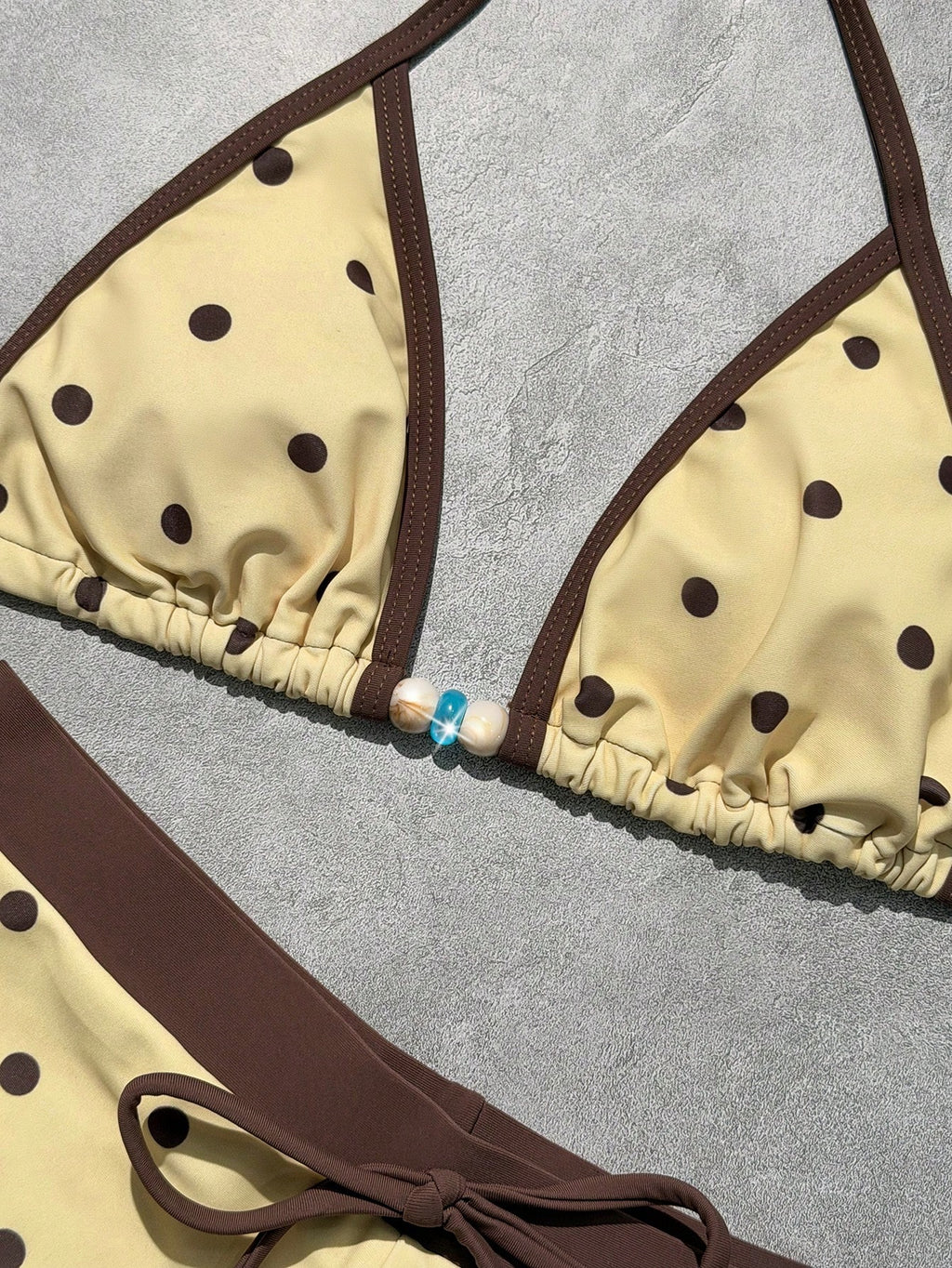 Women's Bikini Swimsuit, Vintage Yellow Polka Dot Print Retro