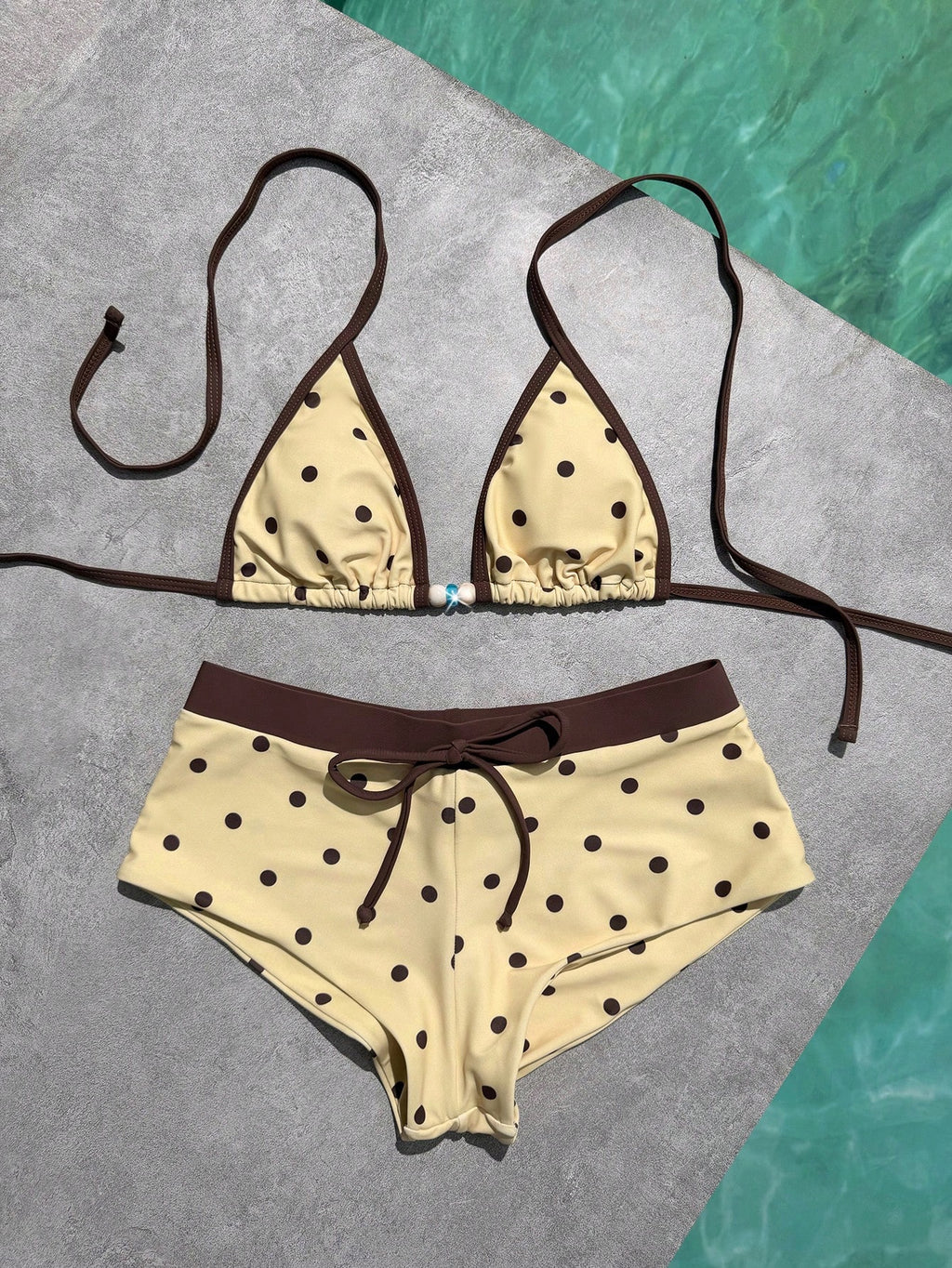 Women's Bikini Swimsuit, Vintage Yellow Polka Dot Print Retro