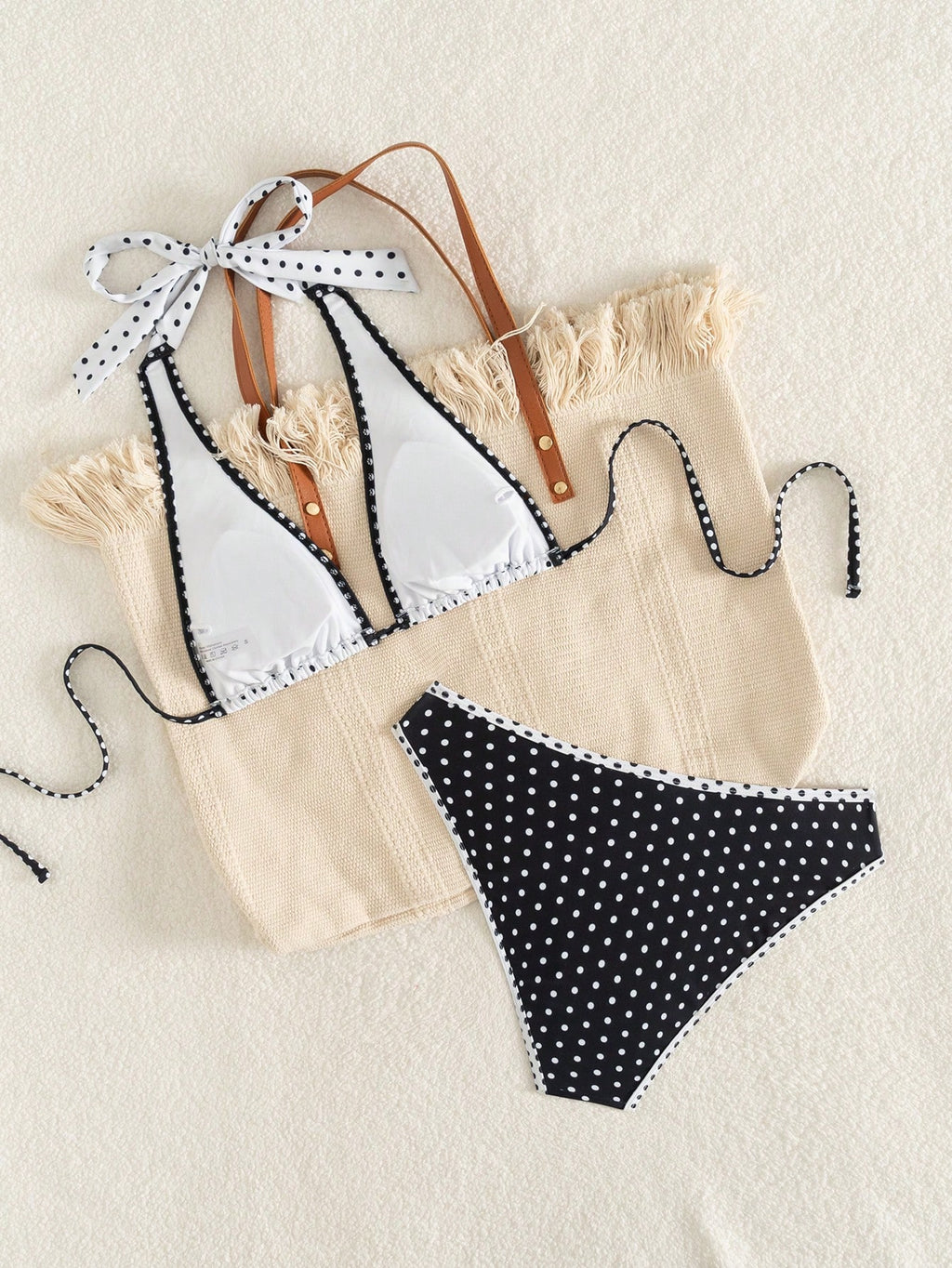 Women's Elegant Polka Dot Sports Casual Bikini Set, Triangle Cup
