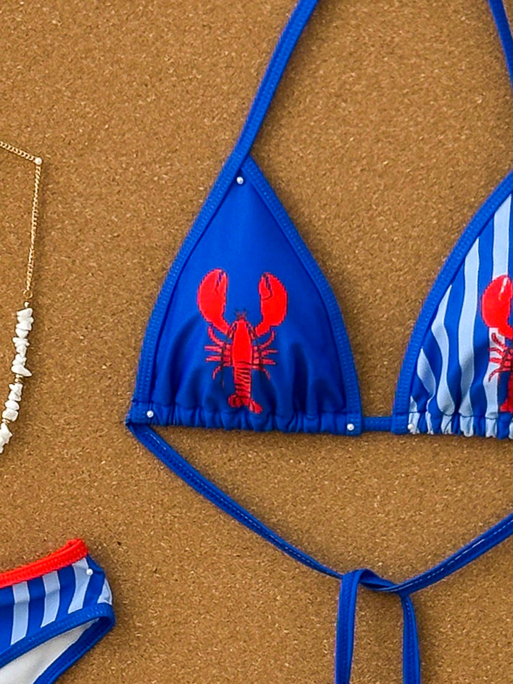 Swim Mod Women's Summer 2-Piece Swimsuit Set With Lobster Print,