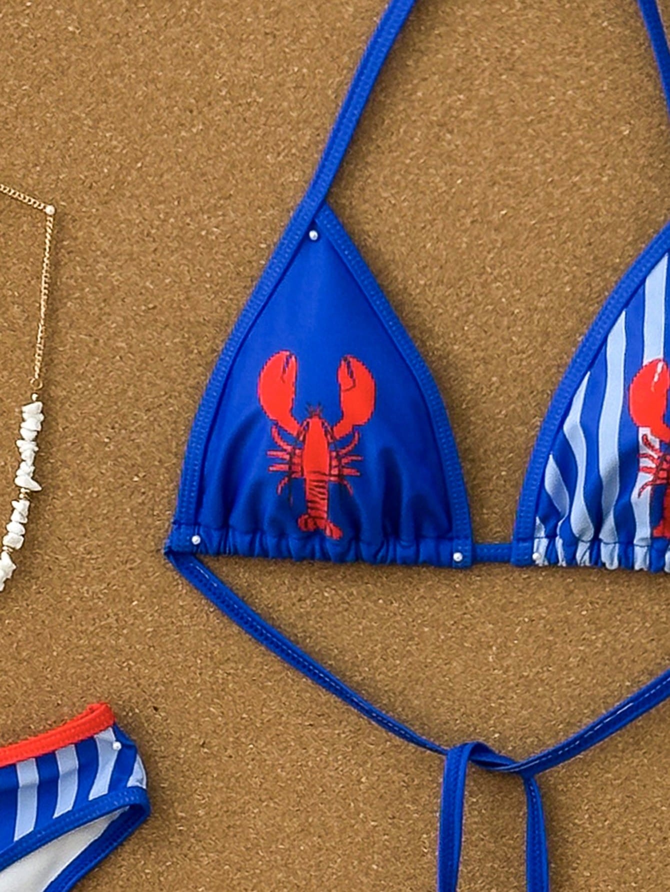 Swim Mod Women's Summer 2-Piece Swimsuit Set With Lobster Print,