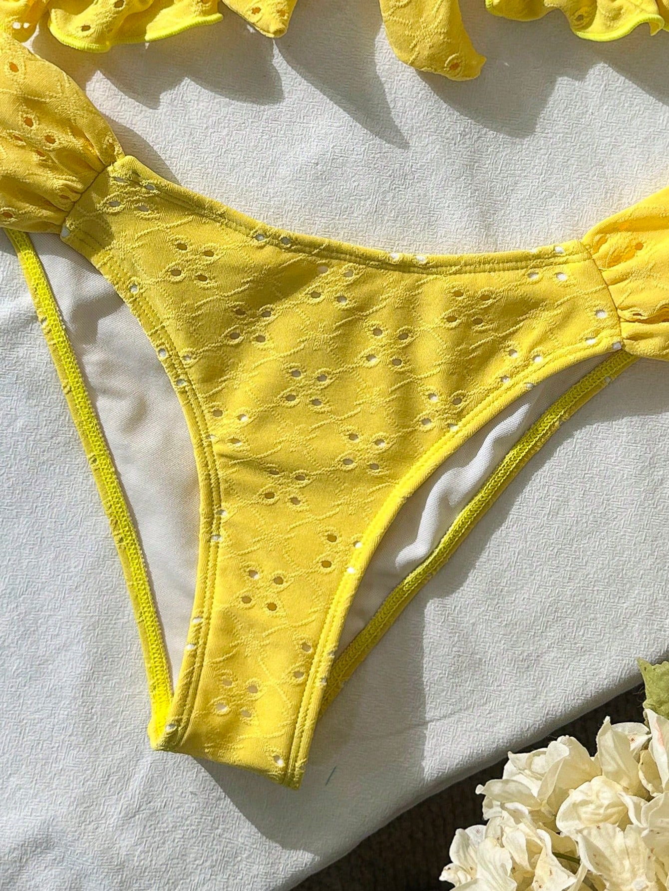 Swim Vcay Spring/Summer Solid Color Strap Jacquard Fabric Wireless