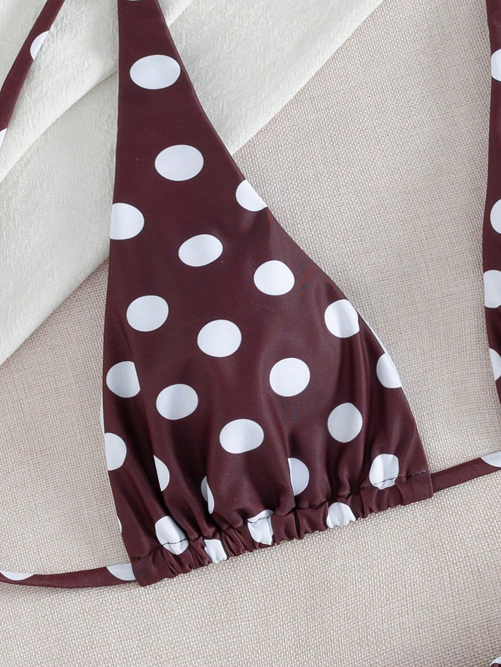 Women's Sexy Blue & Brown Polka Dot Bikini Set, Suitable For Beach,