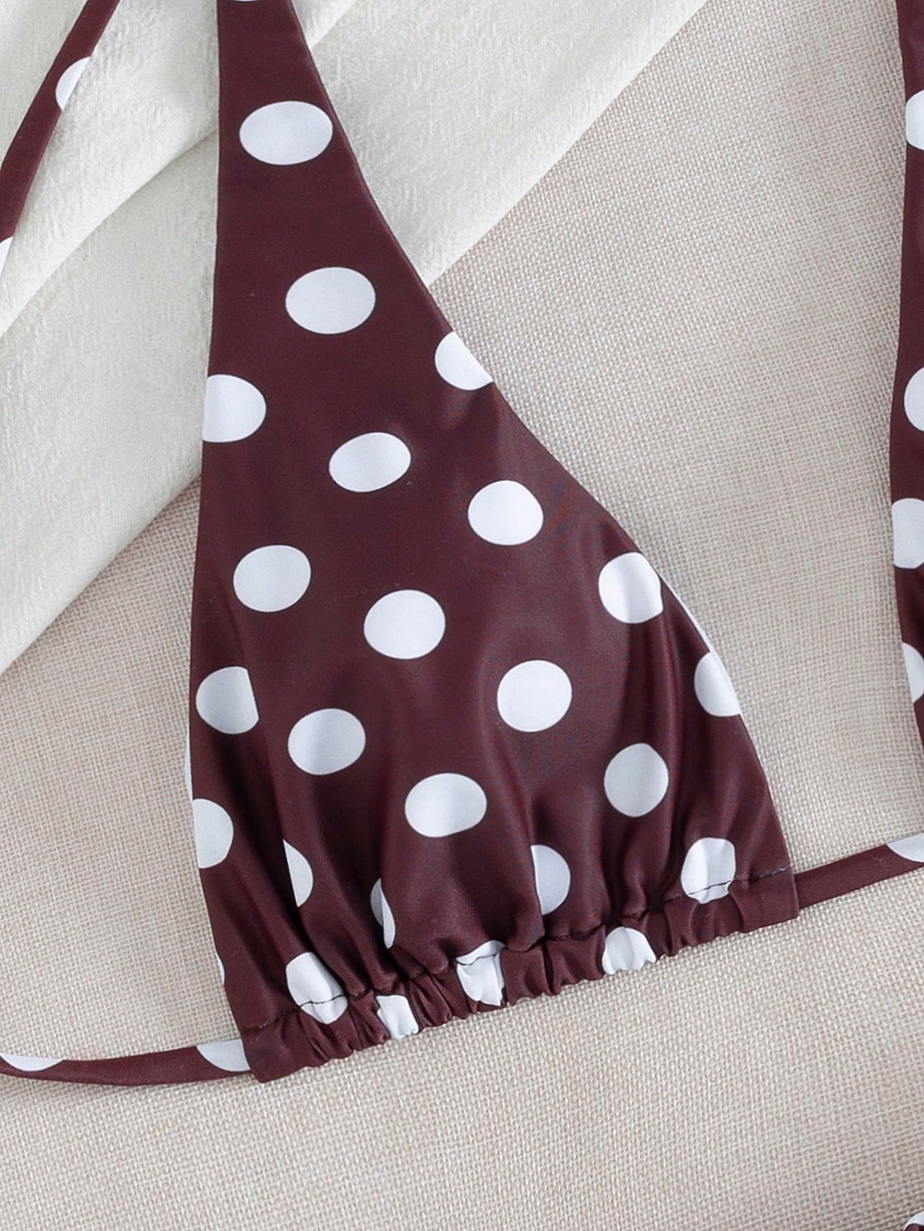 Women's Sexy Blue & Brown Polka Dot Bikini Set, Suitable For Beach,