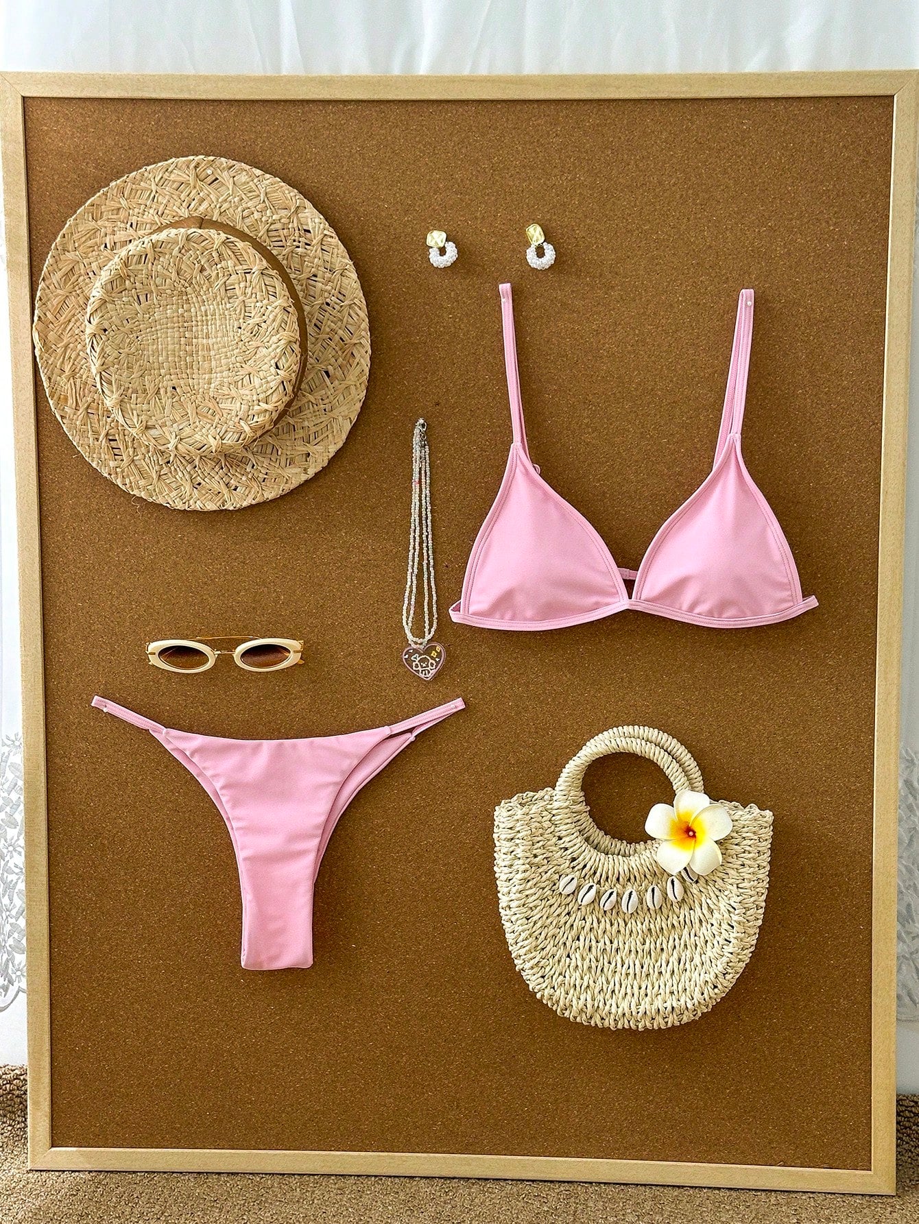 Swim Basics Summer Beach Minimalist Bikini Set Triangle Bra & Thong