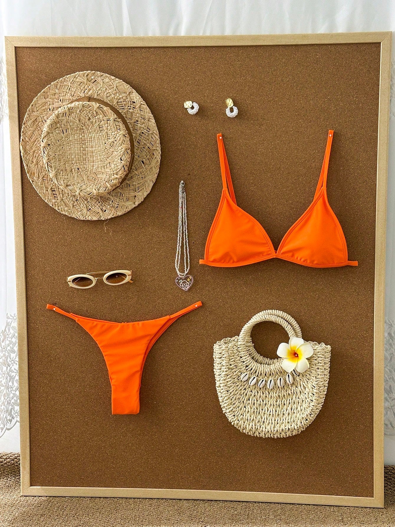 Swim Basics Summer Beach Minimalist Bikini Set Triangle Bra & Thong