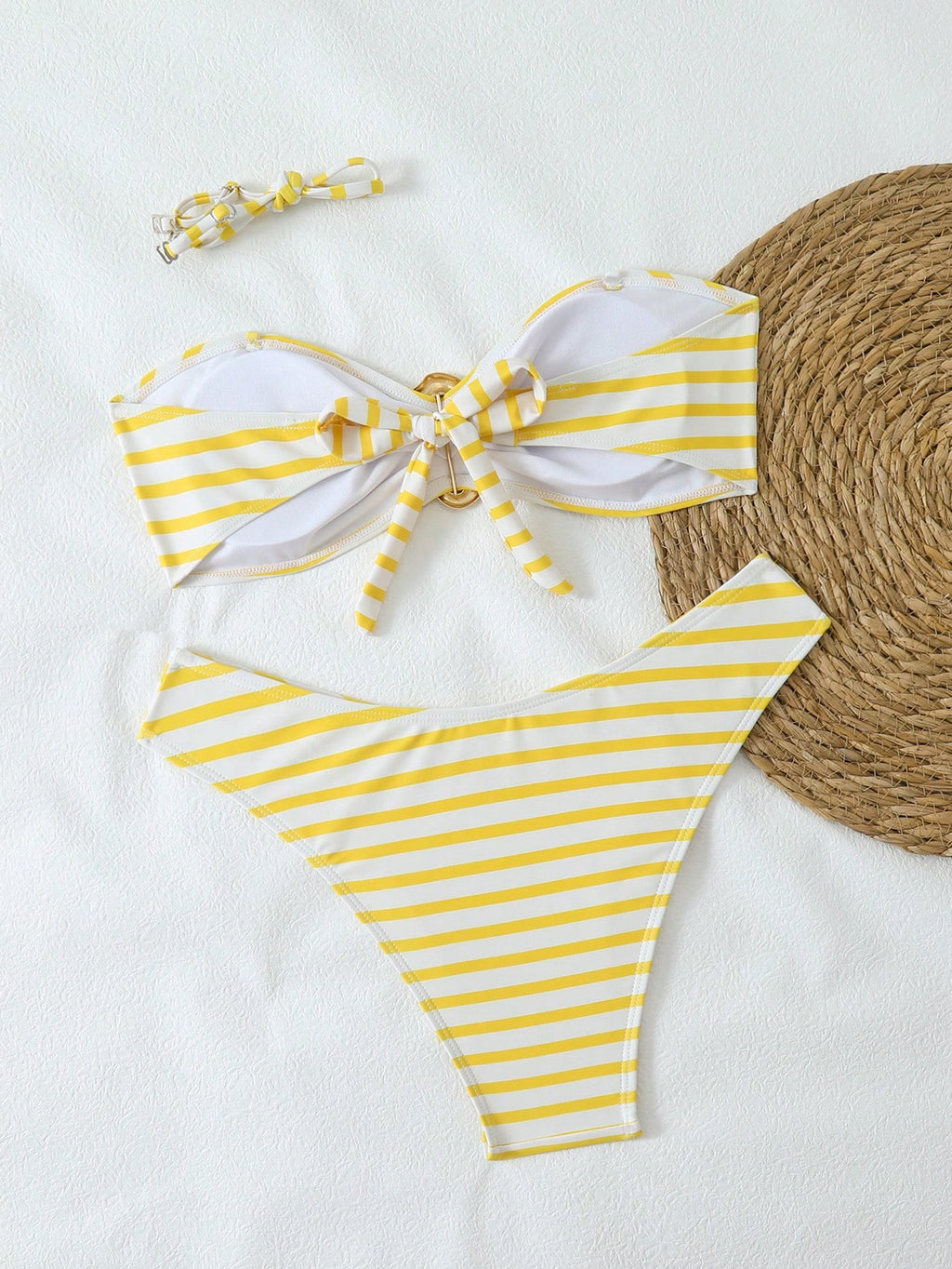 Swim Mod Women's 2-Piece Bikini Swimsuit,Blue And White Striped