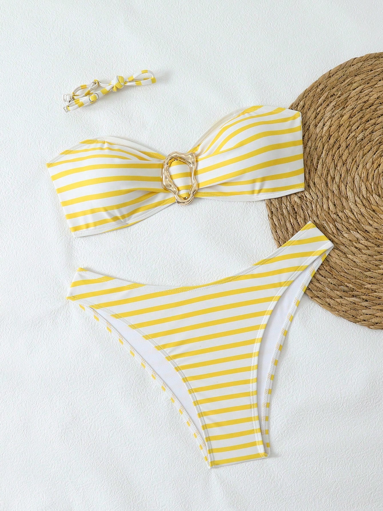 Swim Mod Women's 2-Piece Bikini Swimsuit,Blue And White Striped