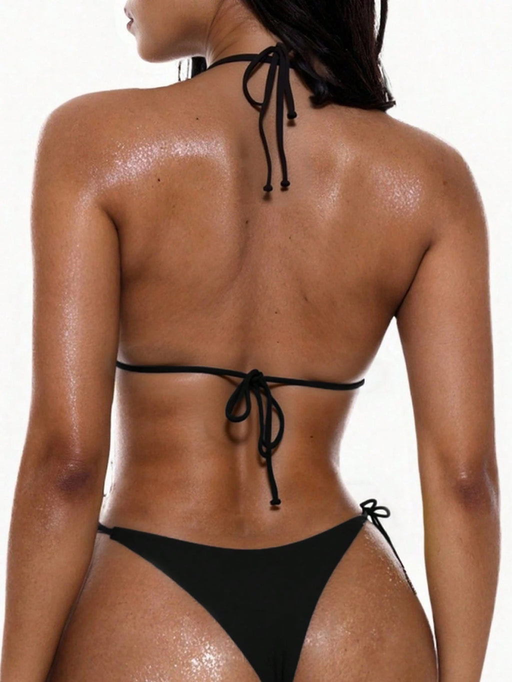 Oceva Solid Color Sexy Tie-Up Bikini Two-Piece Swimsuit Set Beachwear