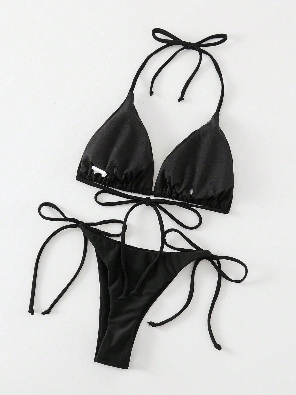 Oceva Solid Color Sexy Tie-Up Bikini Two-Piece Swimsuit Set Beachwear