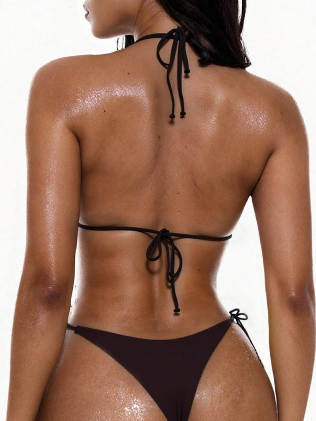Oceva Solid Color Sexy Tie-Up Bikini Two-Piece Swimsuit Set Beachwear
