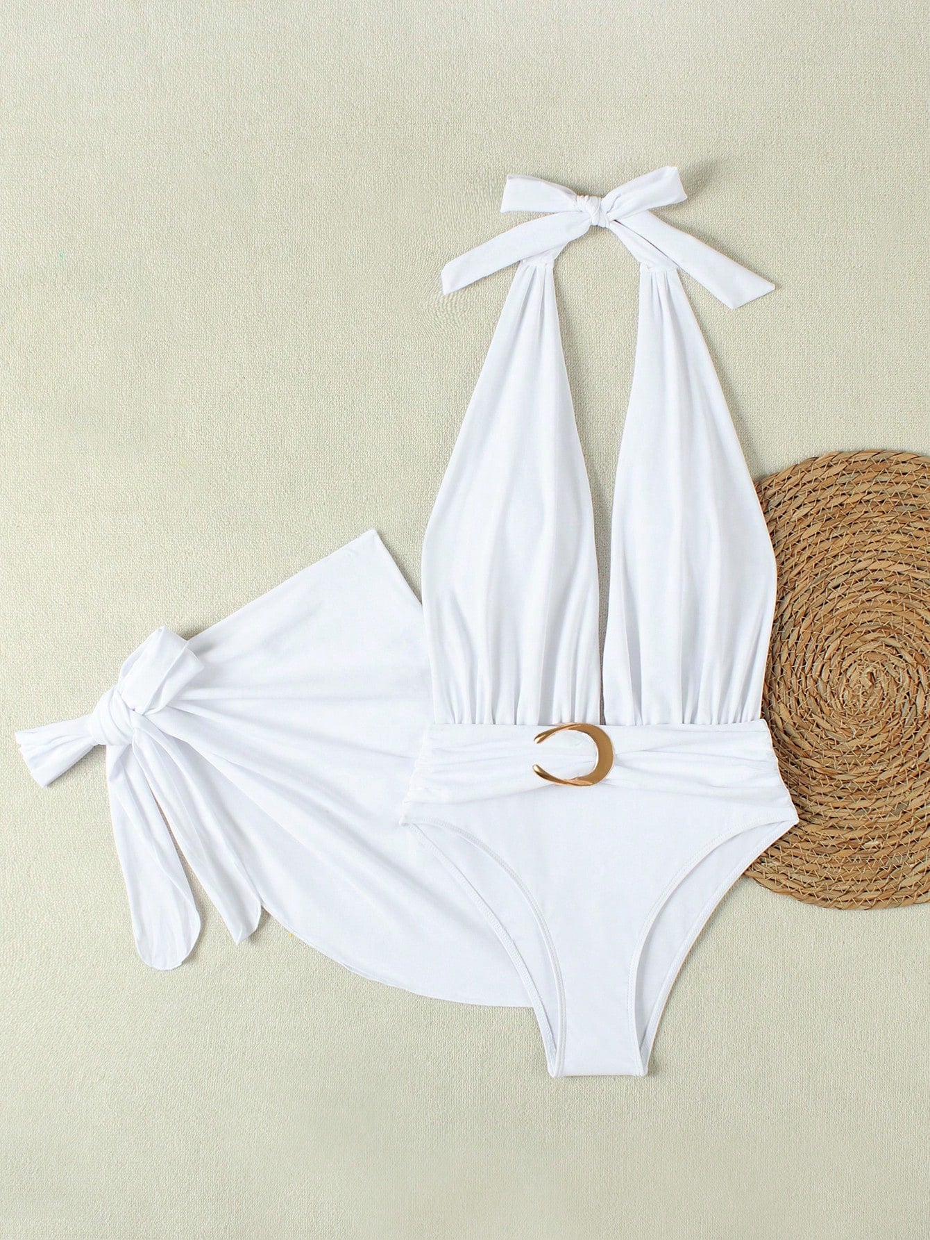 2026 Spring/Summer New Women's Milk White Spaghetti Strap Deep V-Neck