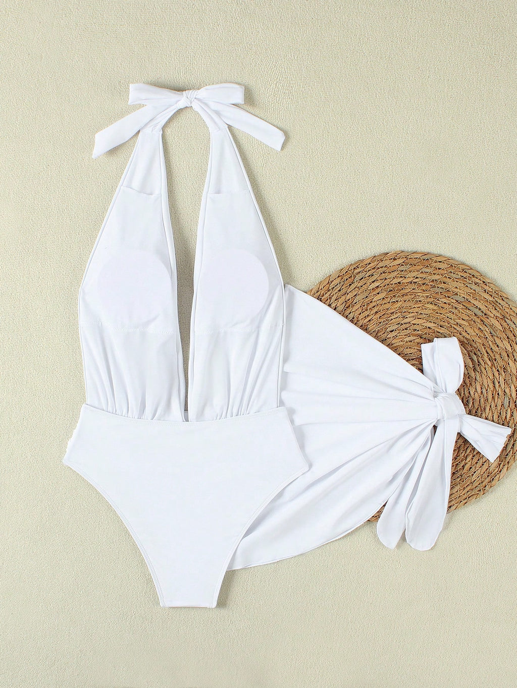 2026 Spring/Summer New Women's Milk White Spaghetti Strap Deep V-Neck