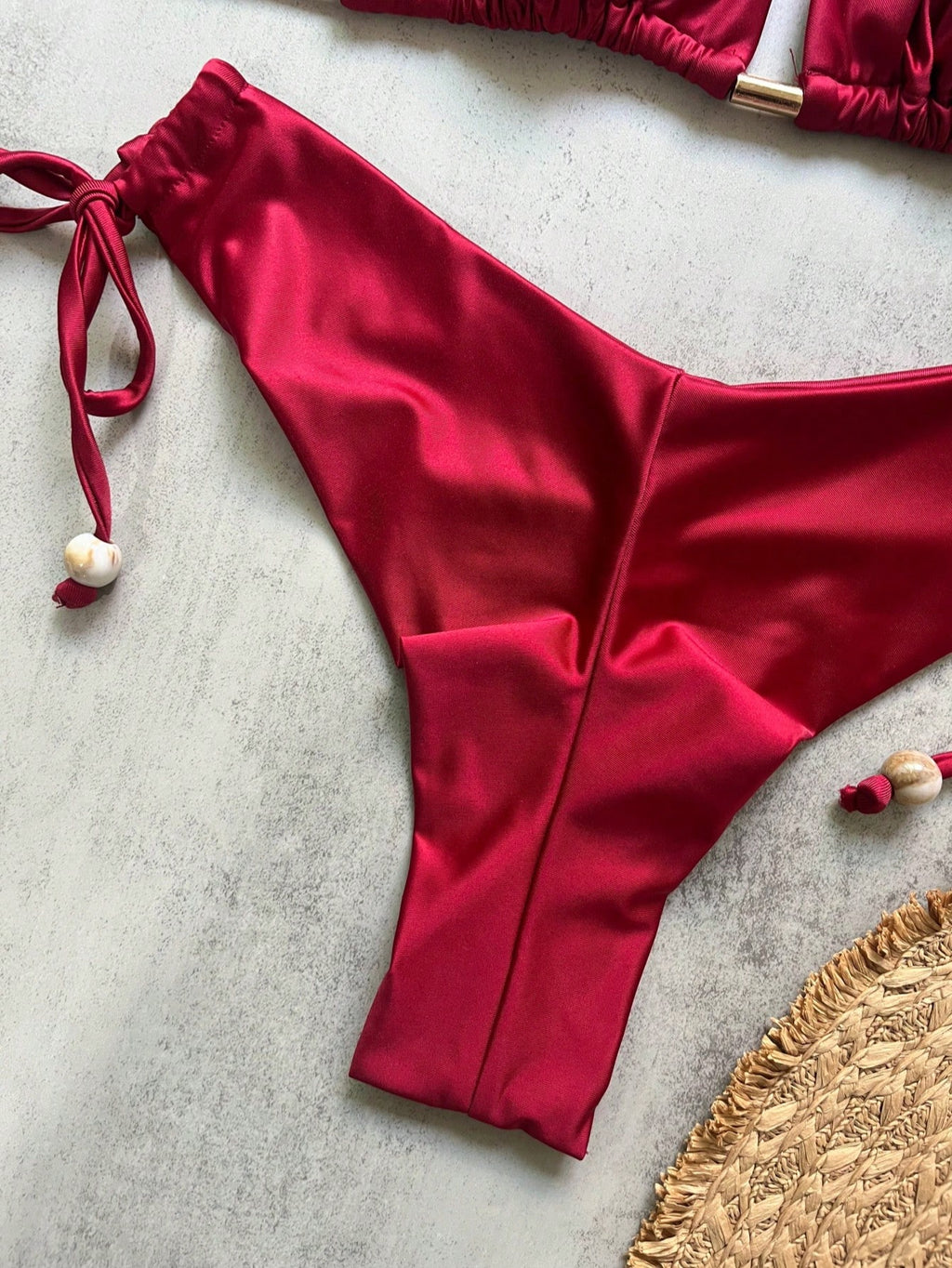 Women's Solid Color Nylon Shiny Fabric Halter Bikini Set For Vacation