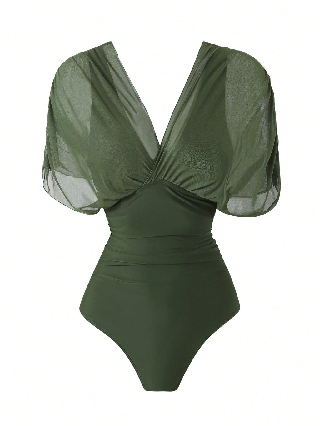 Swim Oasis 2026 New Spring/Summer Women 2pcs Solid Color Swimsuit With Mesh Maxi Dress, Beach Vacation Casual - image 3