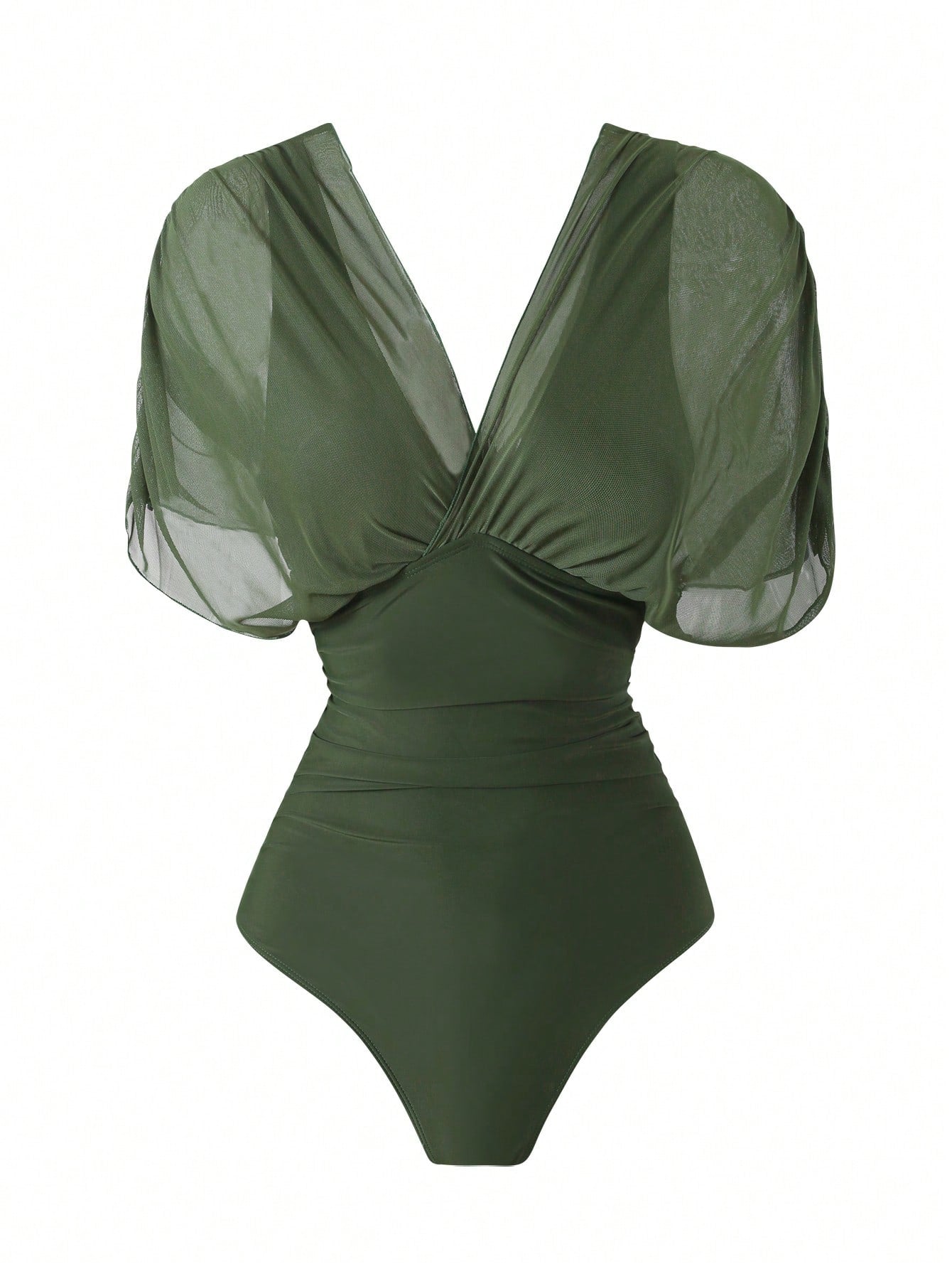 Swim Oasis 2026 New Spring/Summer Women 2pcs Solid Color Swimsuit With Mesh Maxi Dress, Beach Vacation Casual - image 3