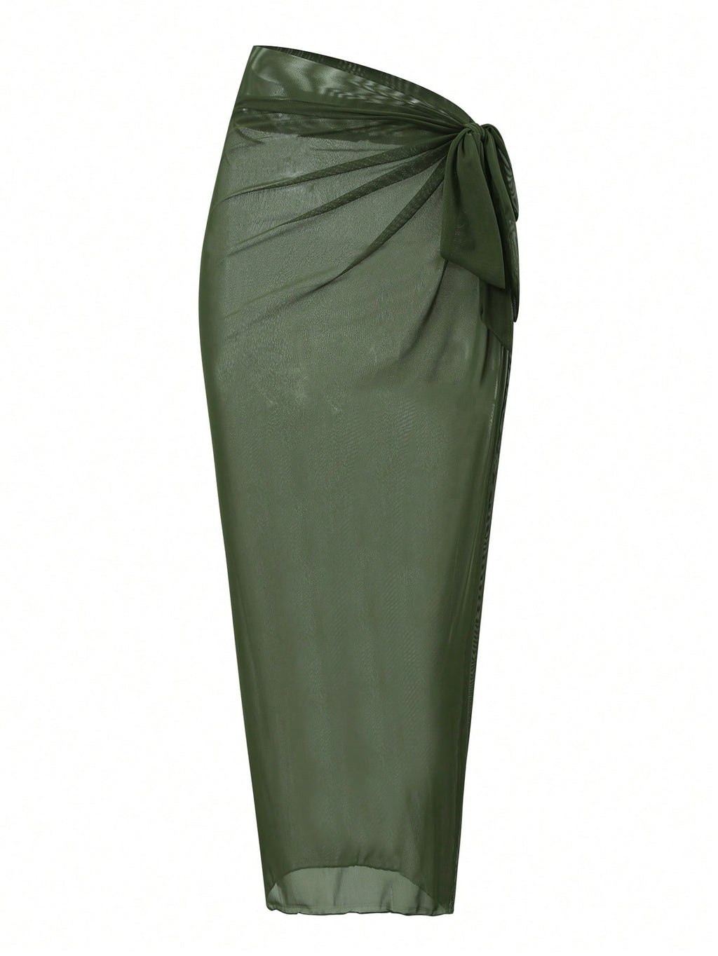 Swim Oasis 2026 New Spring/Summer Women 2pcs Solid Color Swimsuit With Mesh Maxi Dress, Beach Vacation Casual - image 5