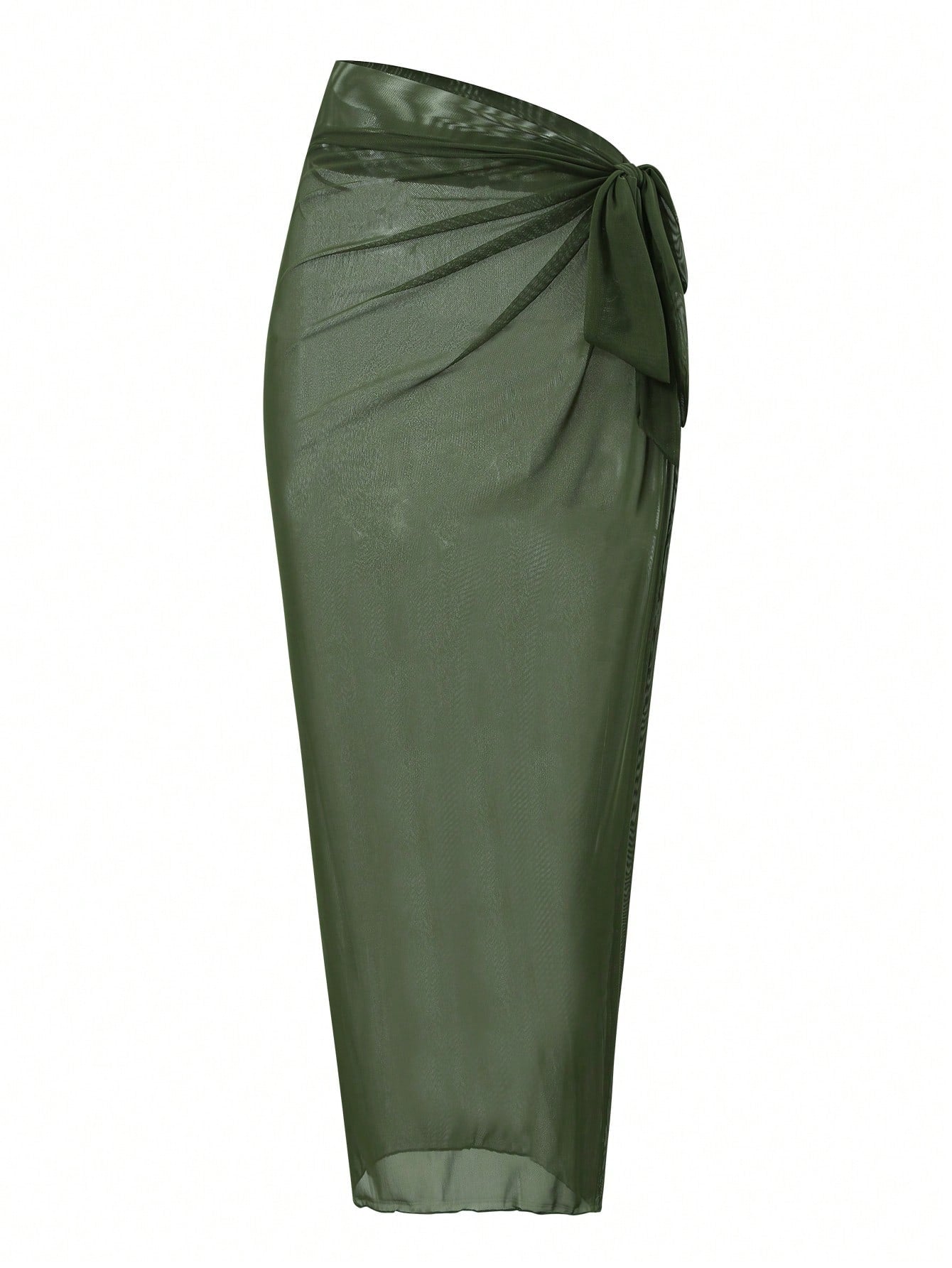 Swim Oasis 2026 New Spring/Summer Women 2pcs Solid Color Swimsuit With Mesh Maxi Dress, Beach Vacation Casual - image 5