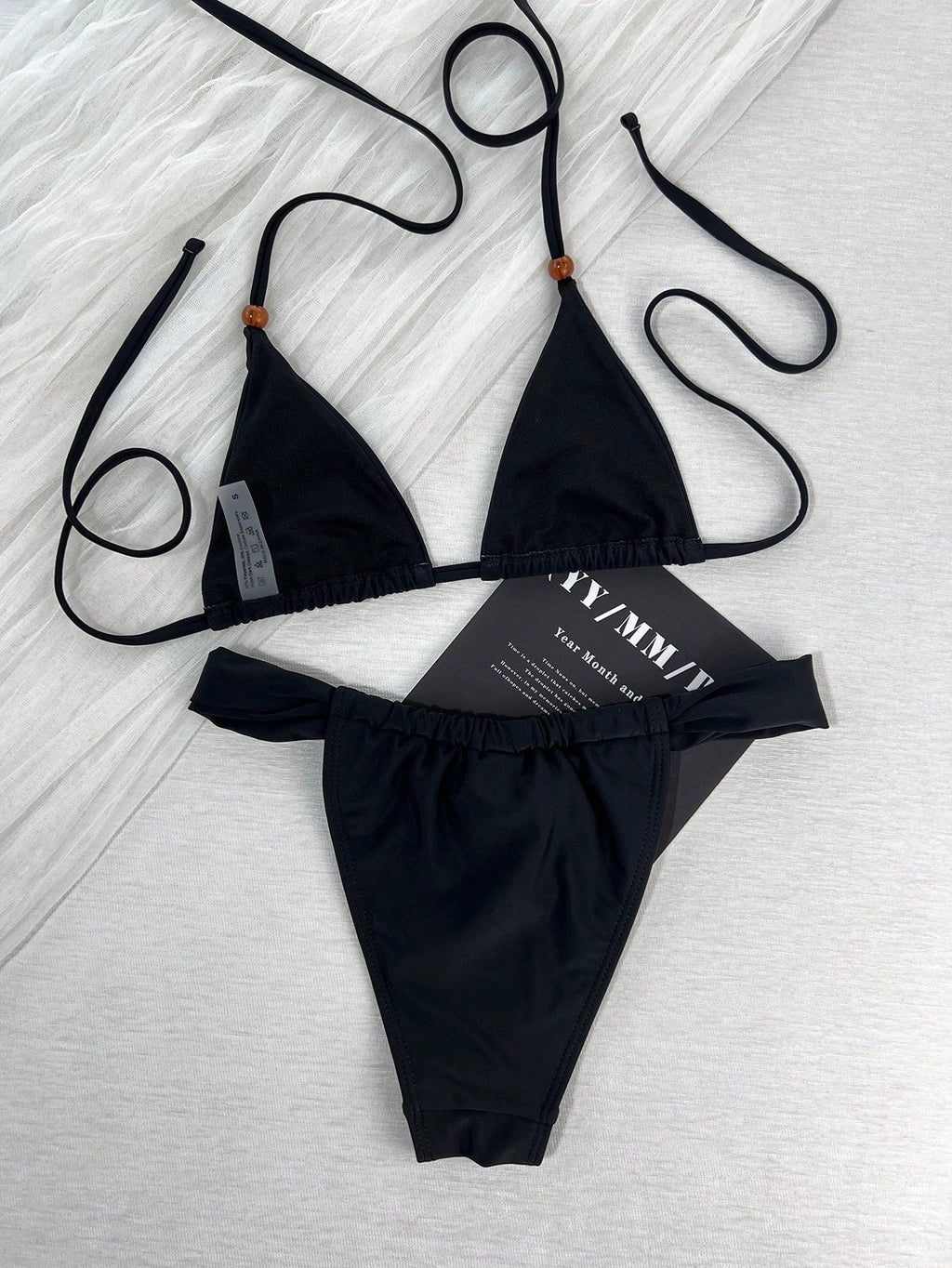 Women's Summer Vacation Retro Sweet Solid Color Thin Strap Side Tie