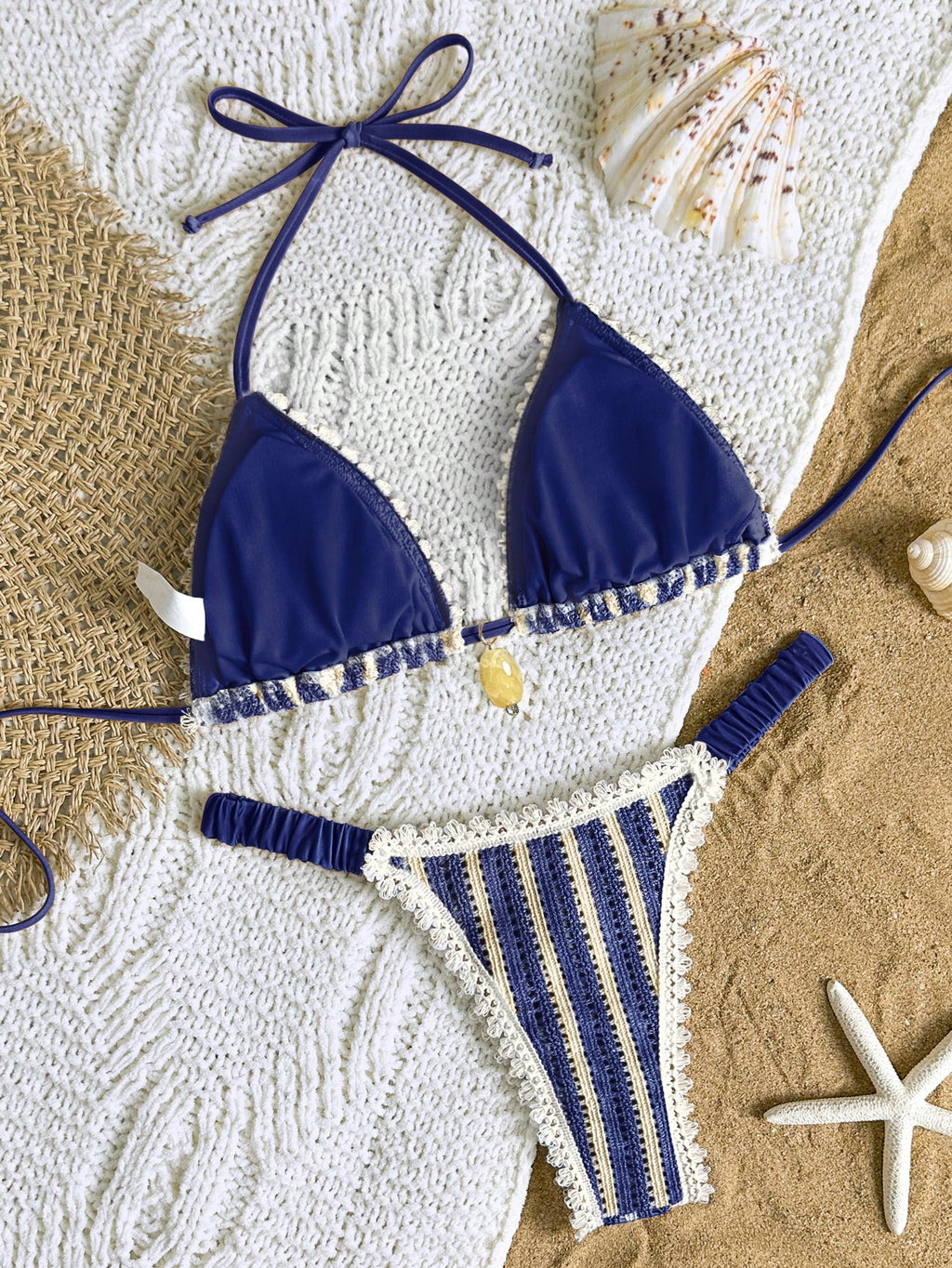 Bikinx 2025 Back To School Women's Bohemian Lace Striped Textured