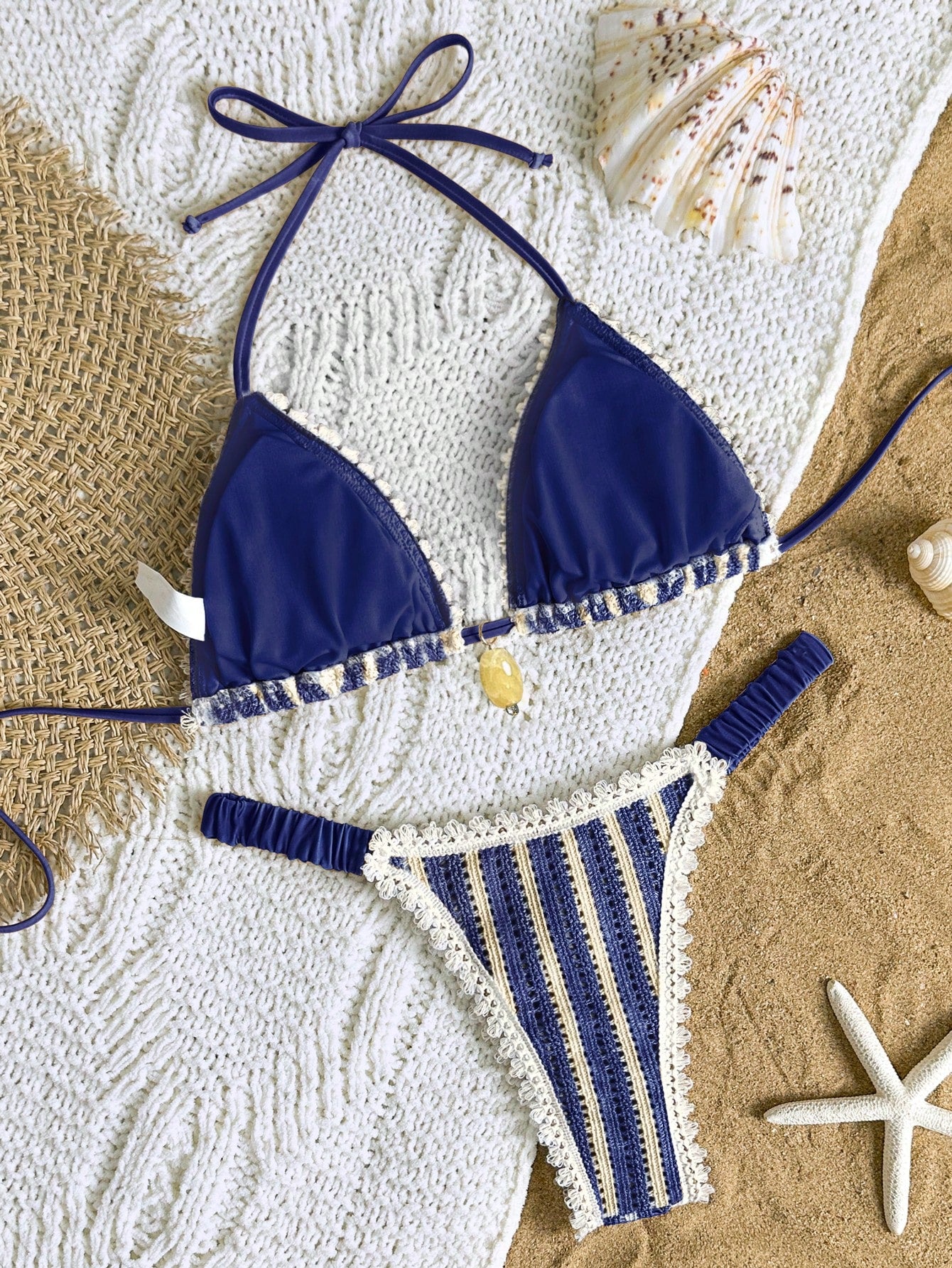 Bikinx 2025 Back To School Women's Bohemian Lace Striped Textured