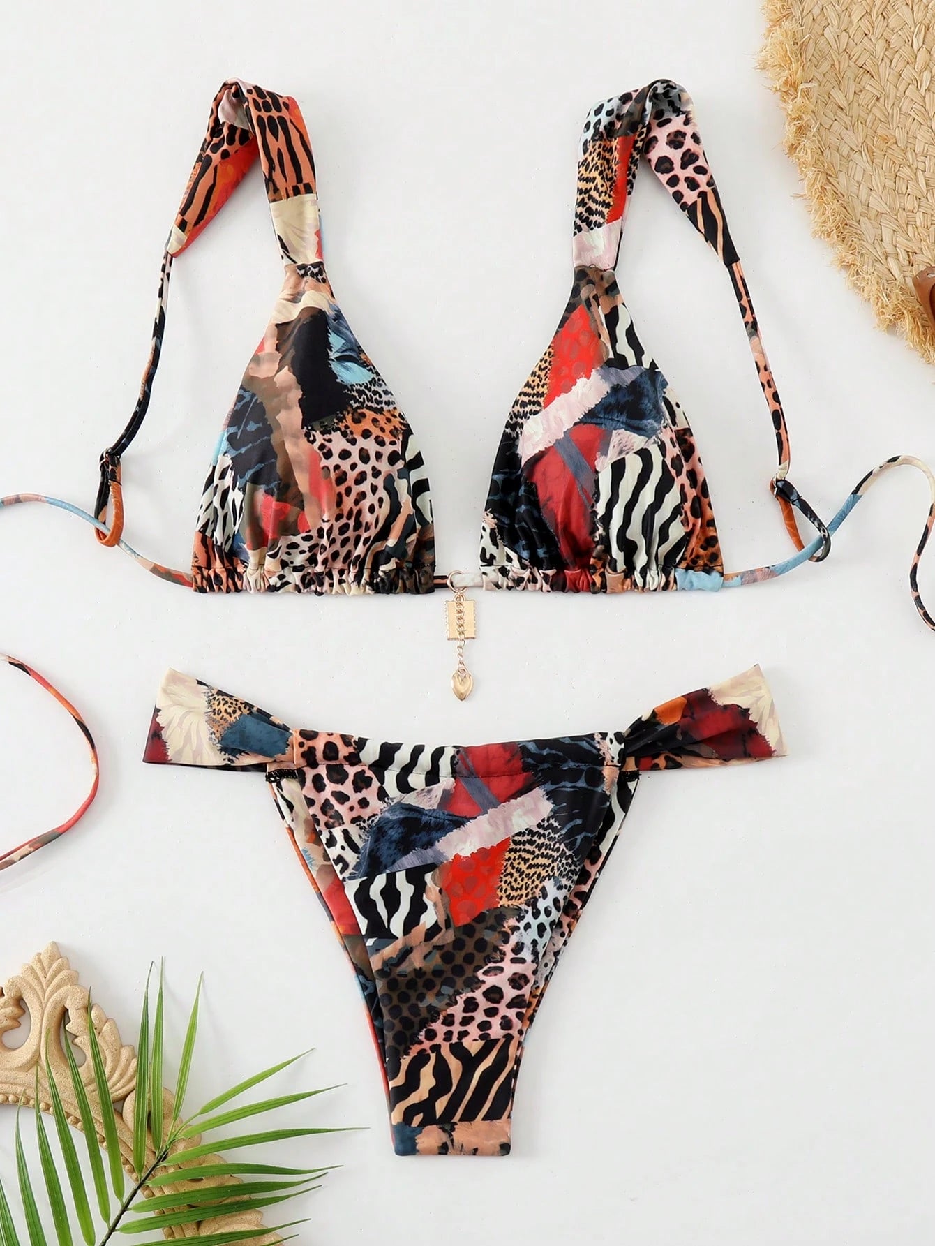 Elavelle Women's Summer Beach Leopard Print Sexy Bikini Set, Random