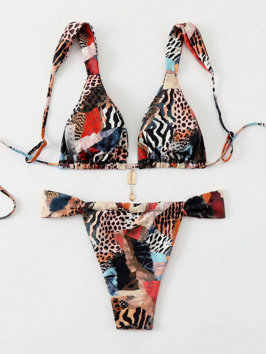 Elavelle Women's Summer Beach Leopard Print Sexy Bikini Set, Random