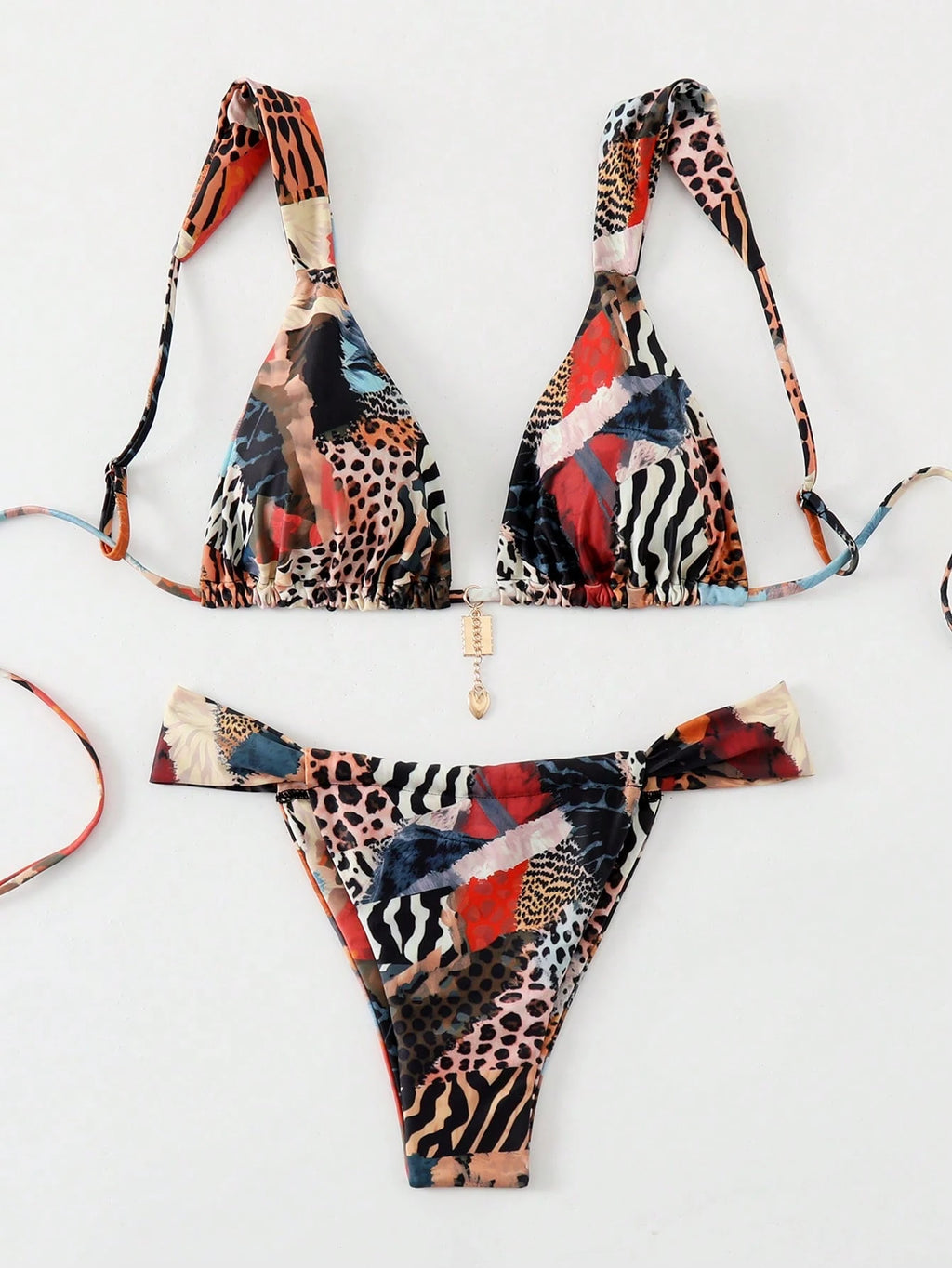 Elavelle Women's Summer Beach Leopard Print Sexy Bikini Set, Random
