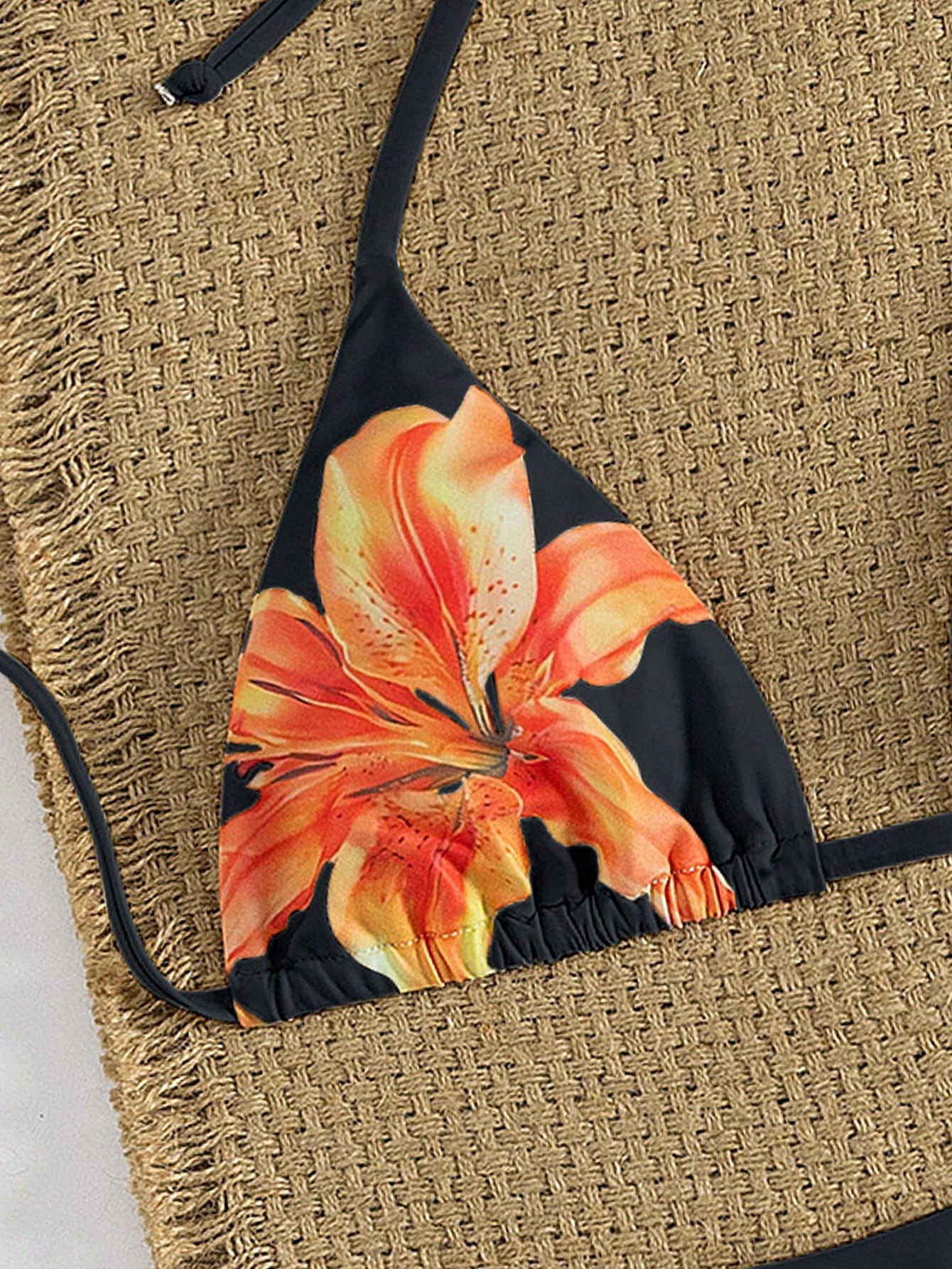 Women's Sexy Floral Halter Backless High Elasticity Bikini Set,