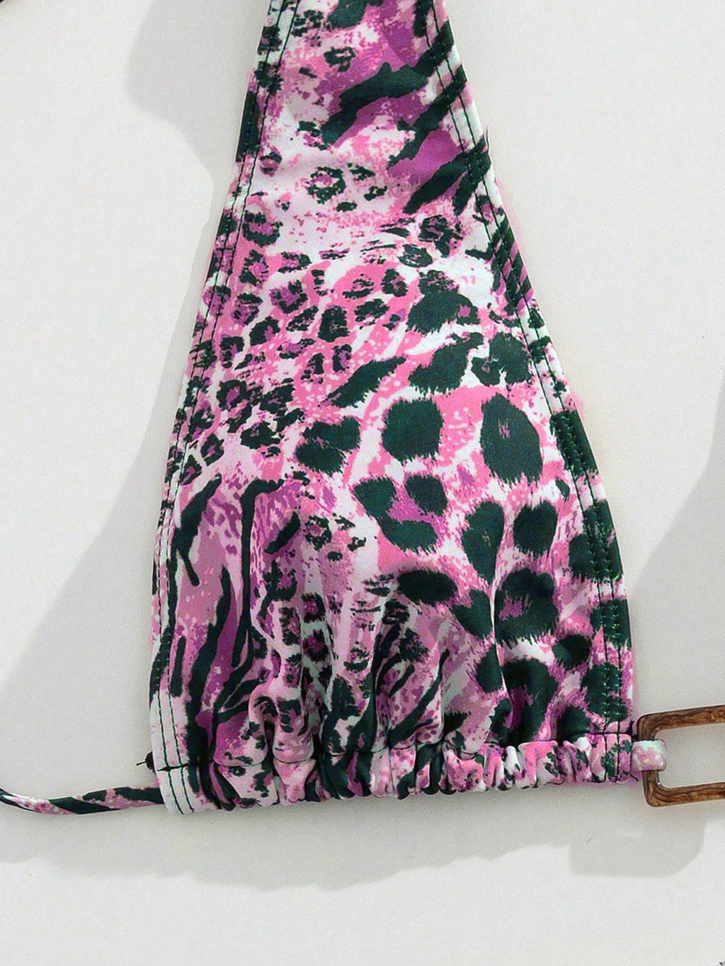 2pcs/Set Sexy Elegant Women's Leopard Print Halter Bikini Top With