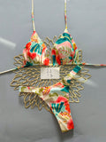 2pcs Casual Cute Elegant Sexy Bohemian Floral Tie-Up Braided Bikini