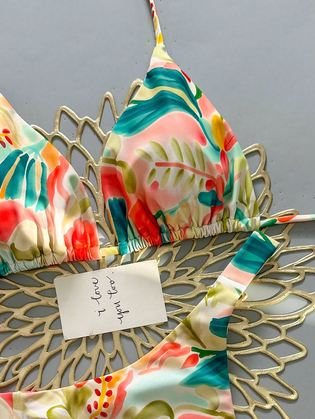 2pcs Casual Cute Elegant Sexy Bohemian Floral Tie-Up Braided Bikini