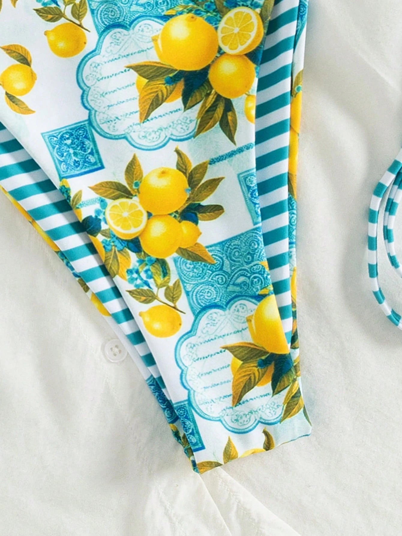 Swim Vcay Women Beach Summer Music Festival Bowknot Stripe Lemon Printed Knot Cu